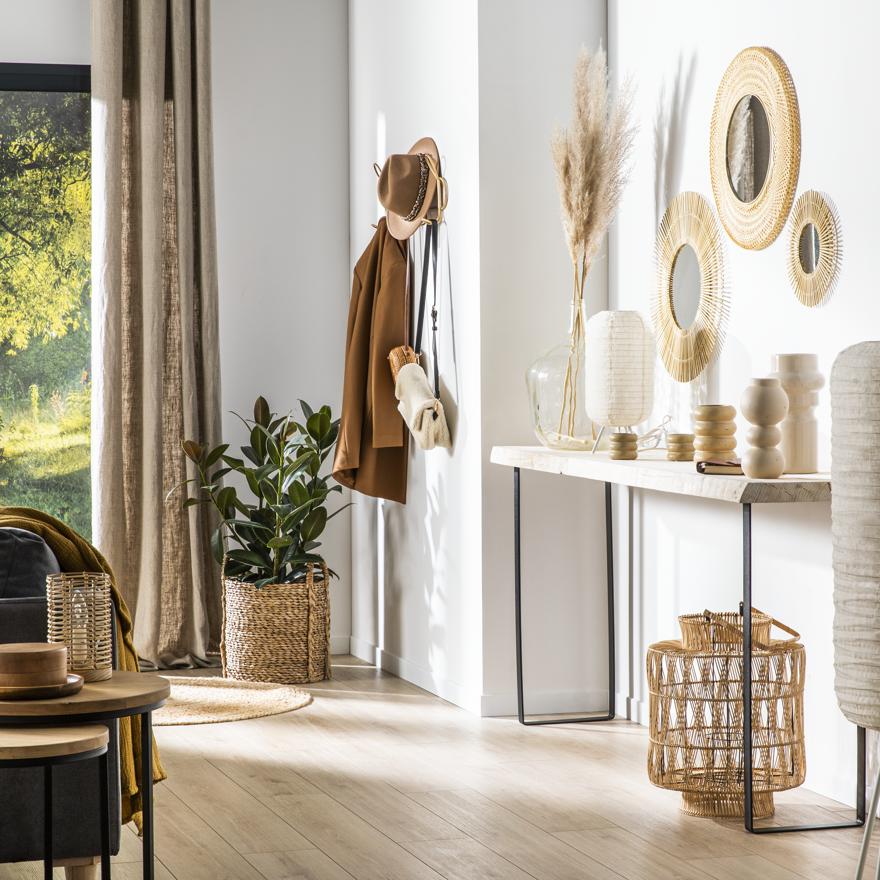 Lustro w bambusowej ramie Bamboo okrągłe śr. 30 cm Inspire - 15