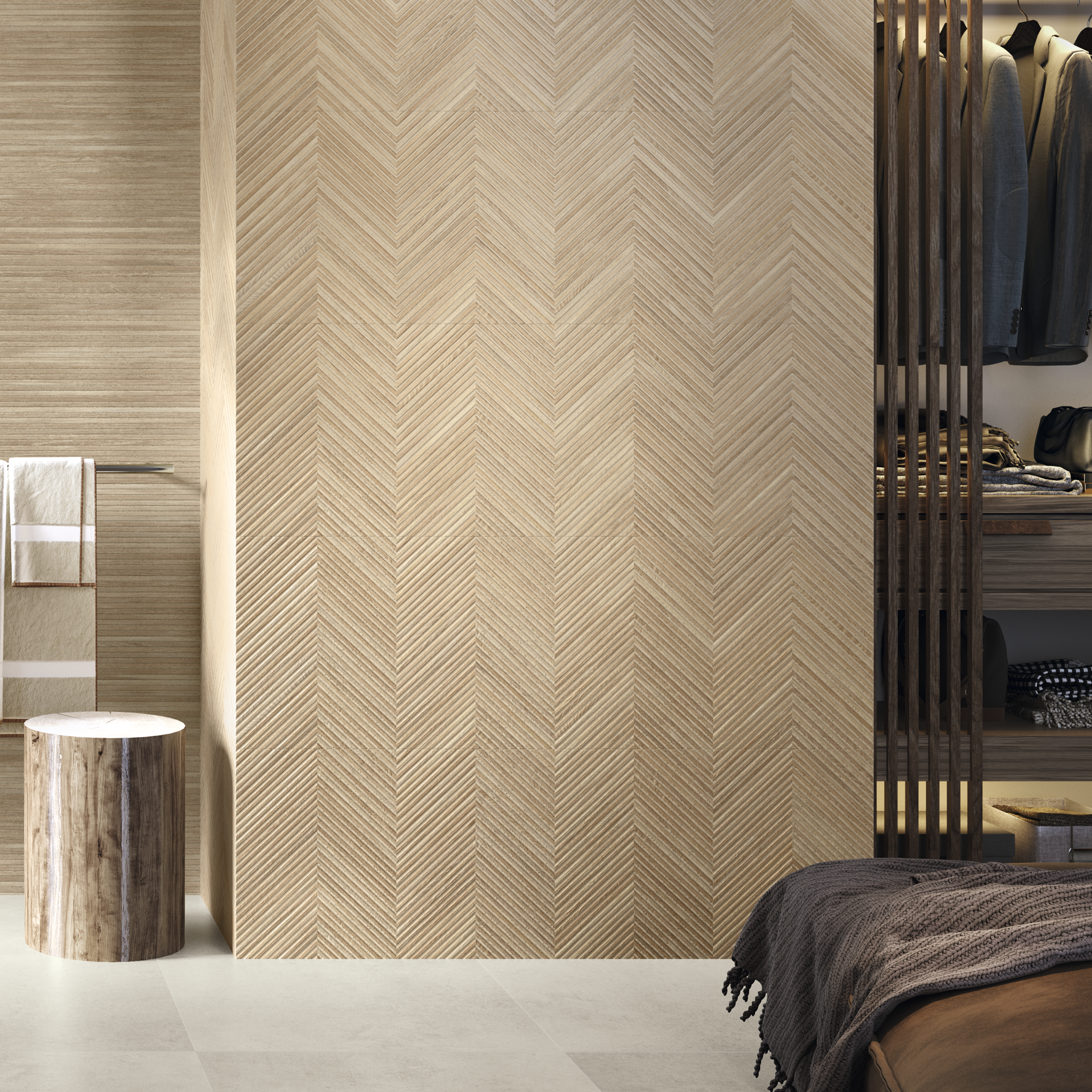 Carrelage mur intérieur effet panneau de lattes chevron naturel Balade l.30 x L. | Leroy Merlin
