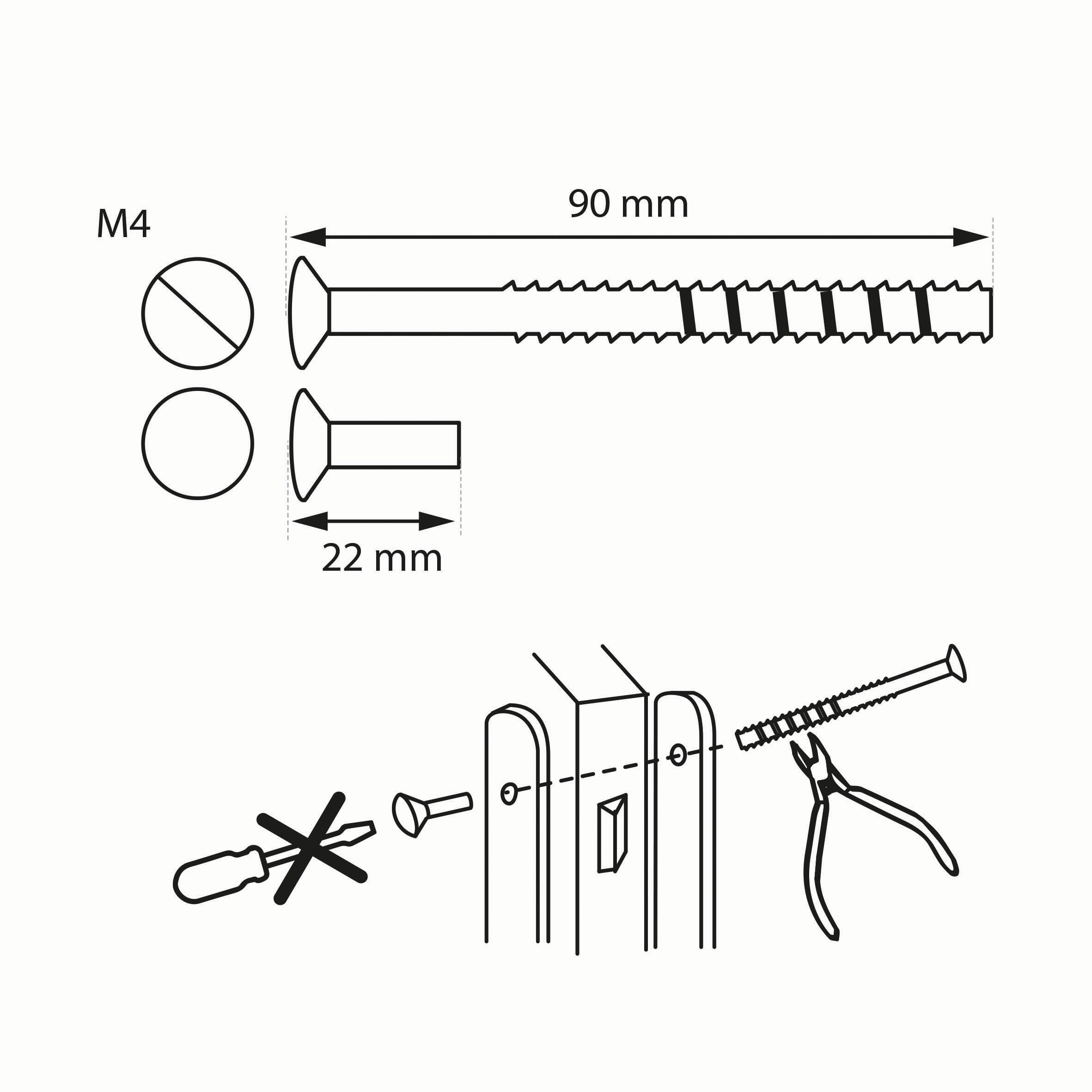 2 vis sécables et 2 douilles antivol acier nickelé , L.9 - 2