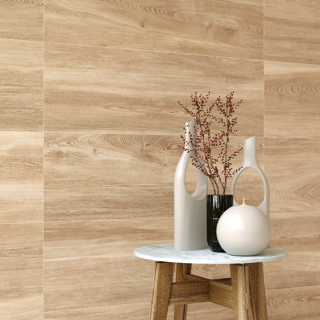 Carrelage mur intérieur effet panneau de lattes beige Balade l.30 x L.90 cm ARTE