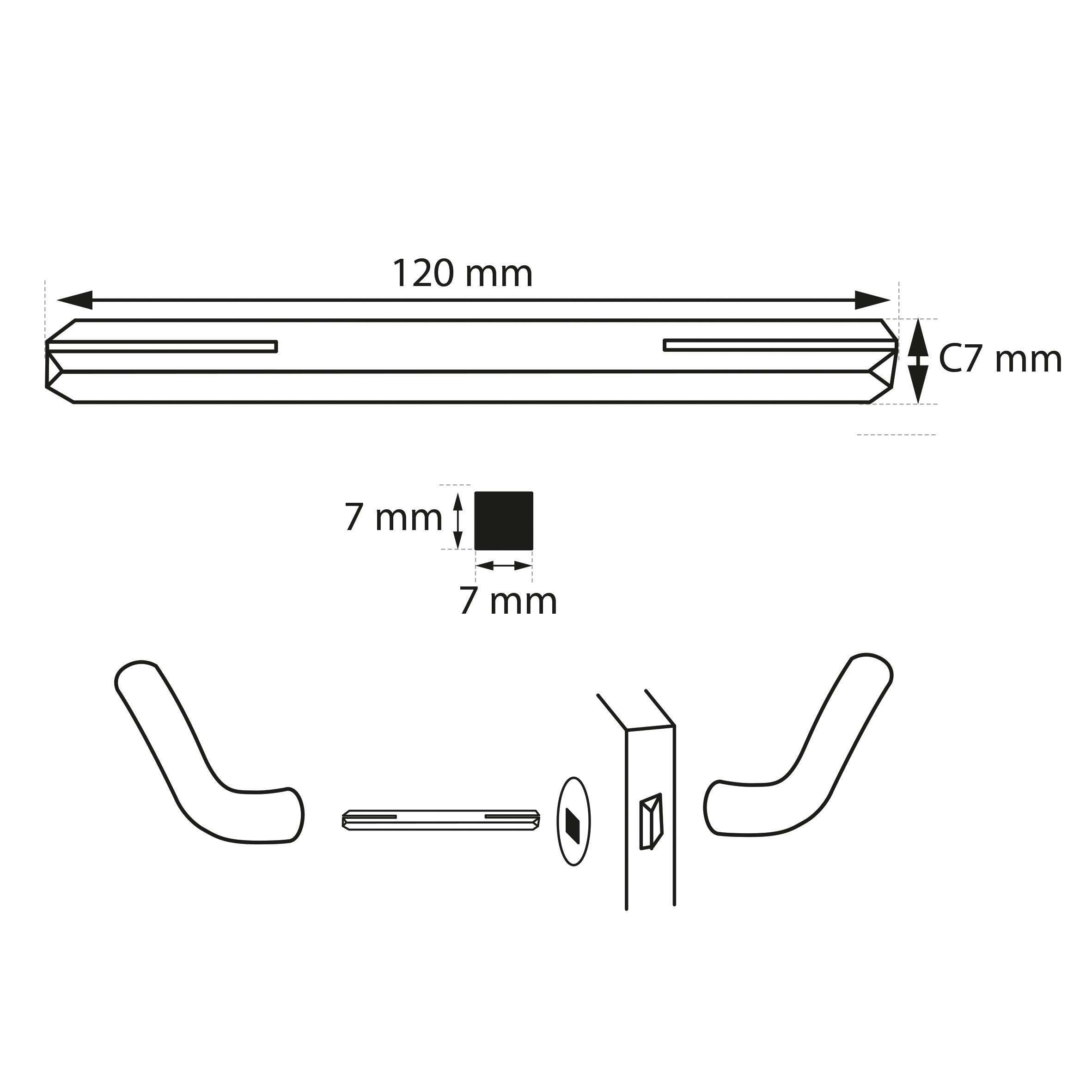 Accessoires pour porte acier zingué, L.12 x l.0.7 x H.0.7 cm - 2