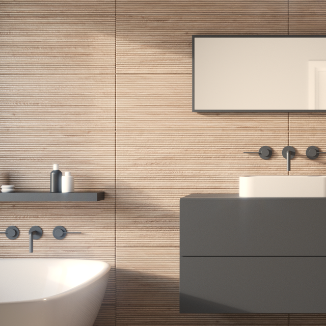 Carrelage mur intérieur effet panneau de lattes rayure naturel Balade l.30 x L.9