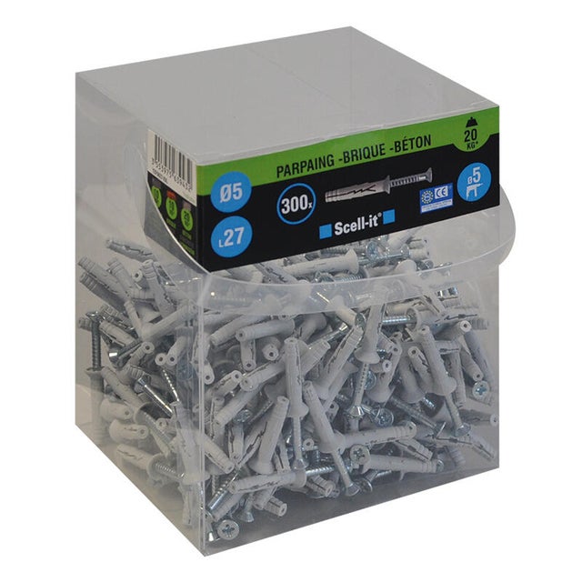Lot de 300 chevilles à frapper yzzy SCELL-IT, Diam.5 x L.27 mm