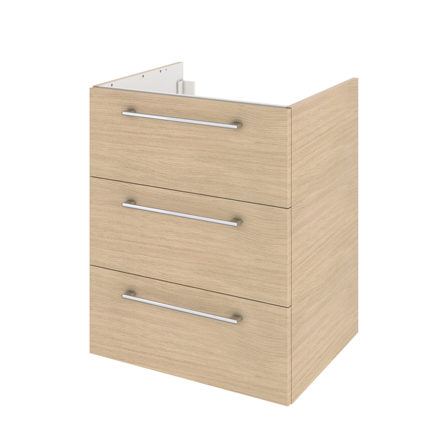 Meuble sous-vasque 3t L.60cm x H.73cm x P.46cm effet chêne naturel Remix