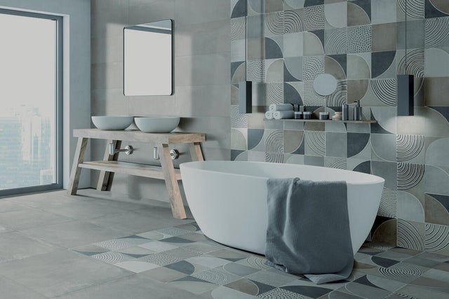 Piastrella Mosaico in gres porcellanato Station beige L 30 x L 30cm x Sp. 9.5 mm, 12 pezzi