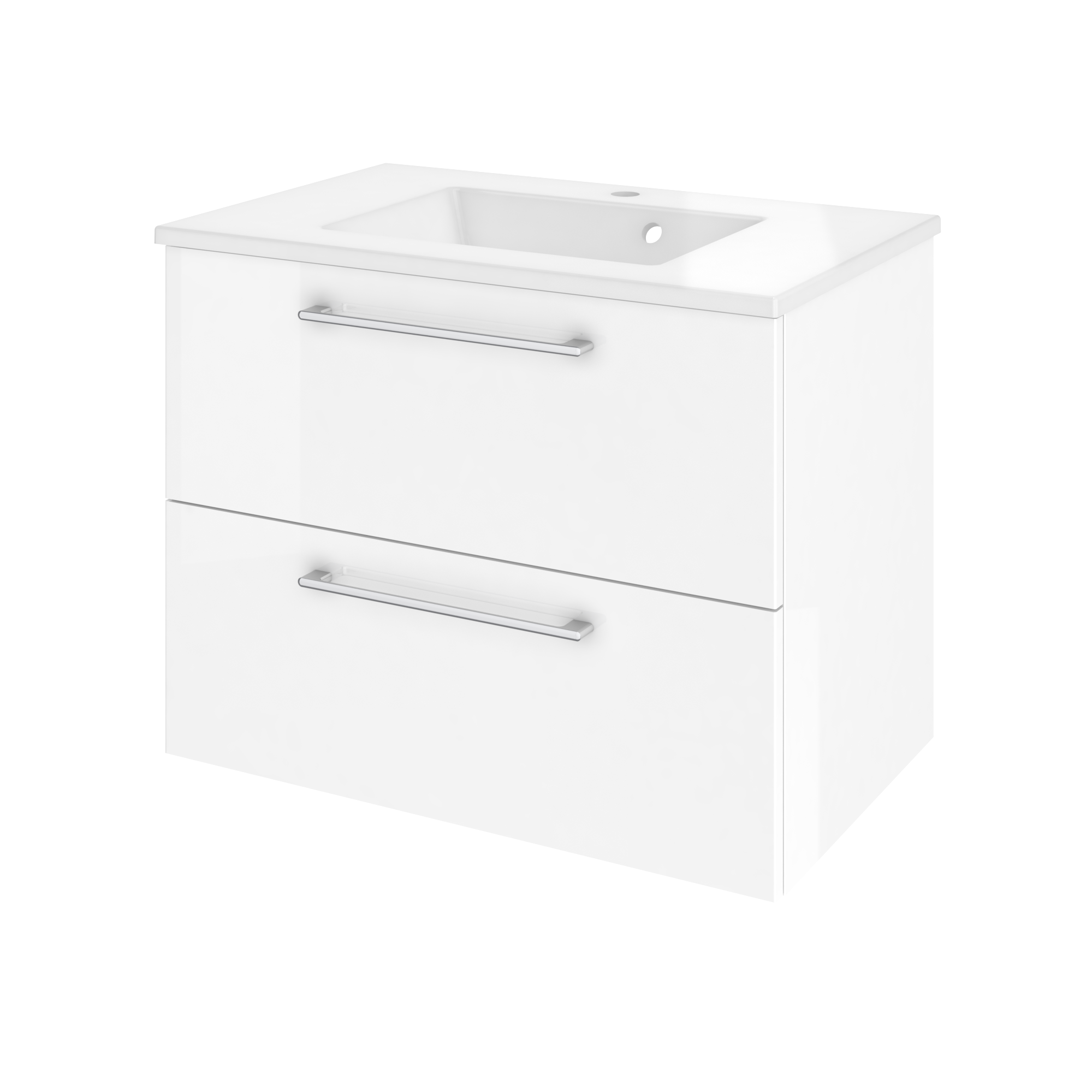Szafka łazienkowa 2 szuflady + umywalka zestaw 76x49.5 cm Remix biała Sensea