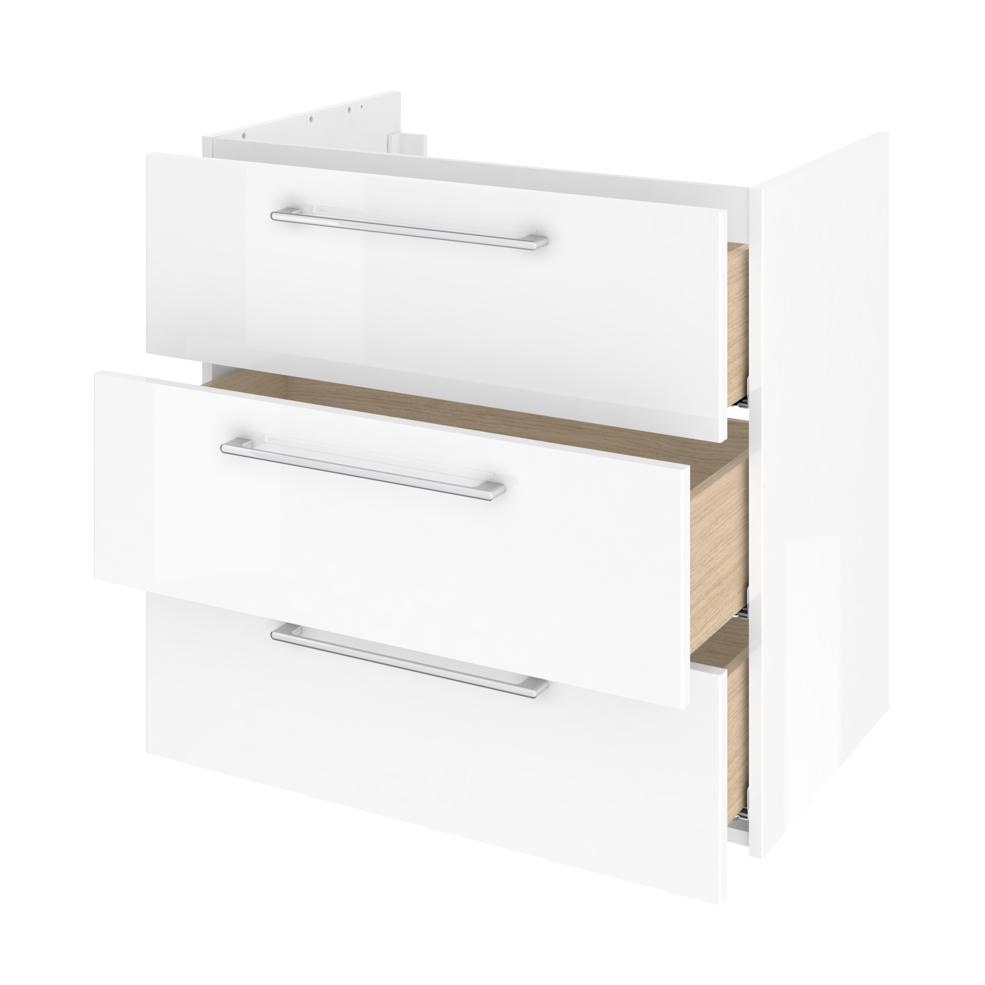 Szafka łazienkowa 3 szuflady + umywalka zestaw 76x49.5 cm Remix biała Sensea