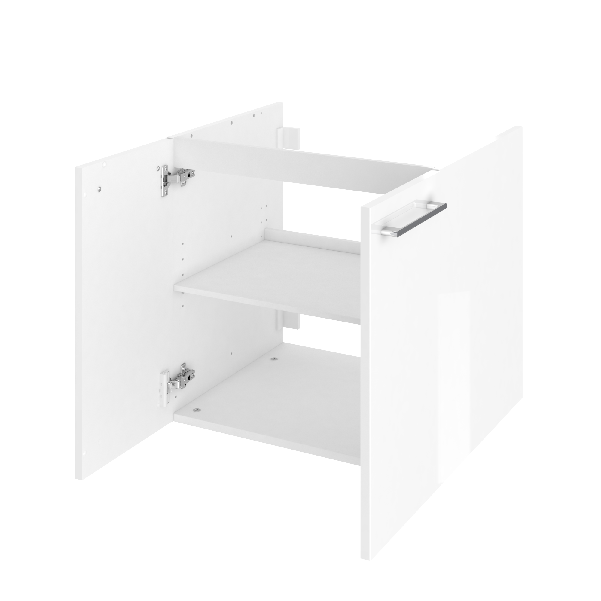Mobile da bagno sospeso sotto lavabo L 60 x H 57.7 x P 46 cm bianco laminato lucido, 2 ante SENSEA Remix - 14