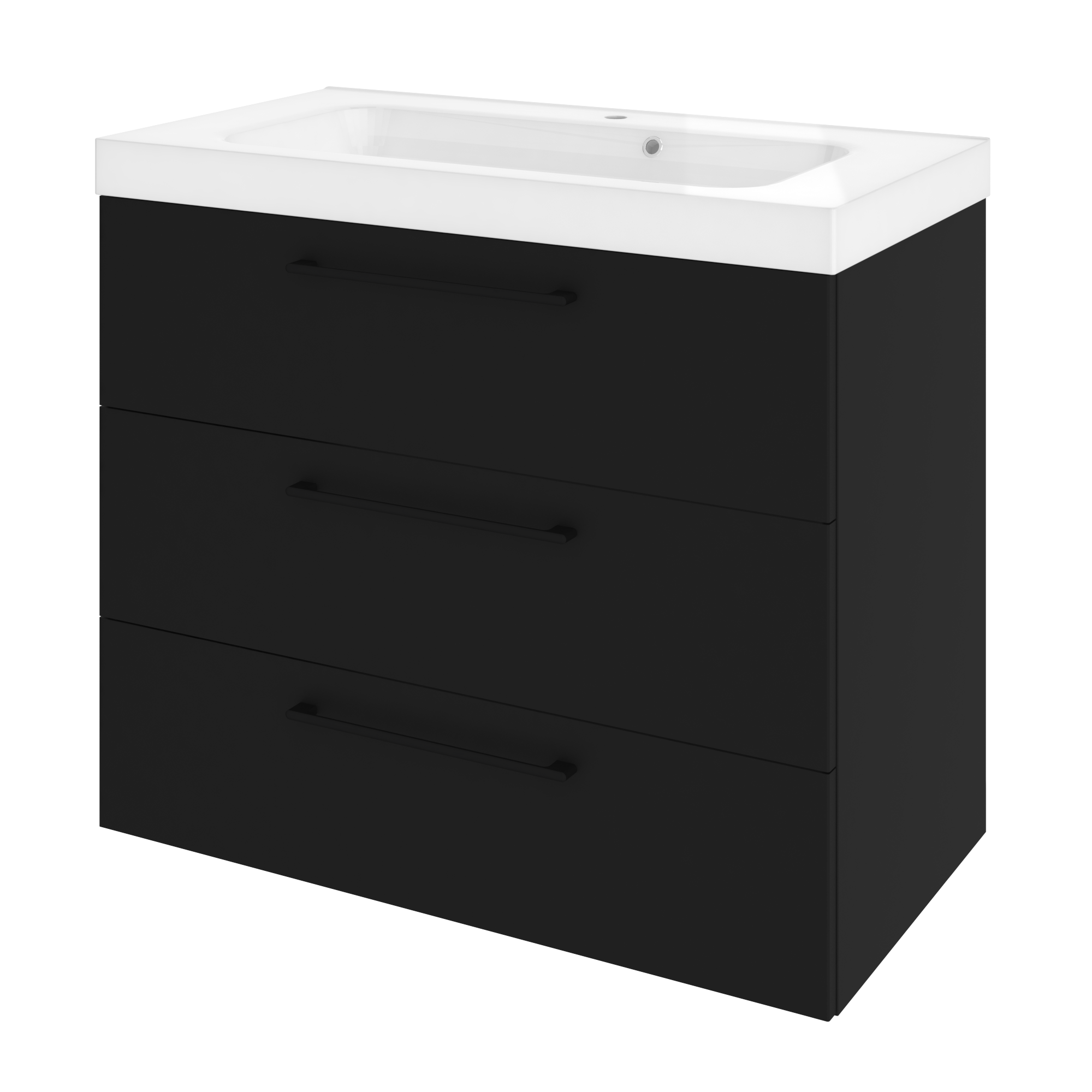 Szafka łazienkowa 3 szuflady + umywalka zestaw 91x49.5 cm Remix czarna Sensea