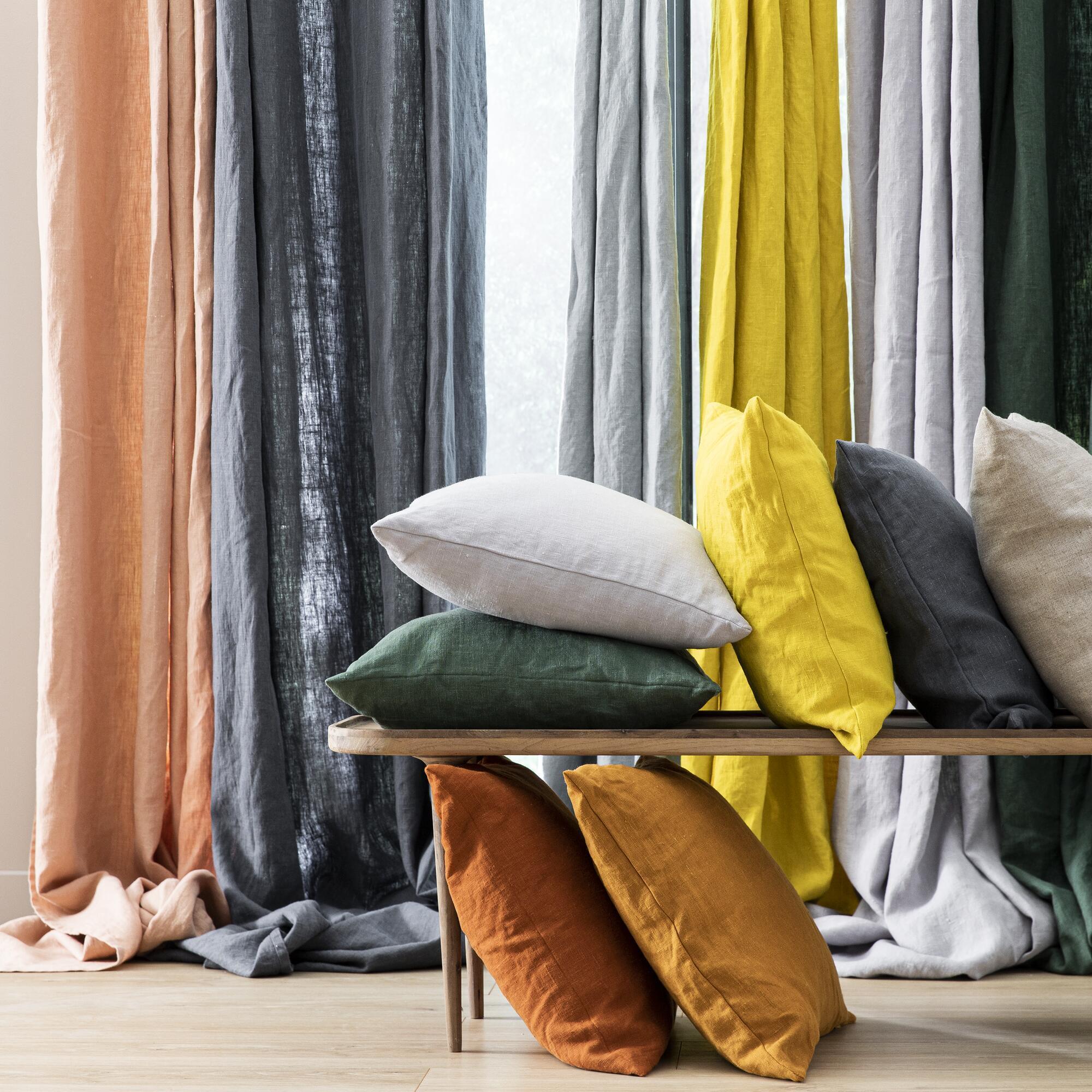 Rideau tamisant, Danae lin, vert H.280 x l.140 cm INSPIRE - 9