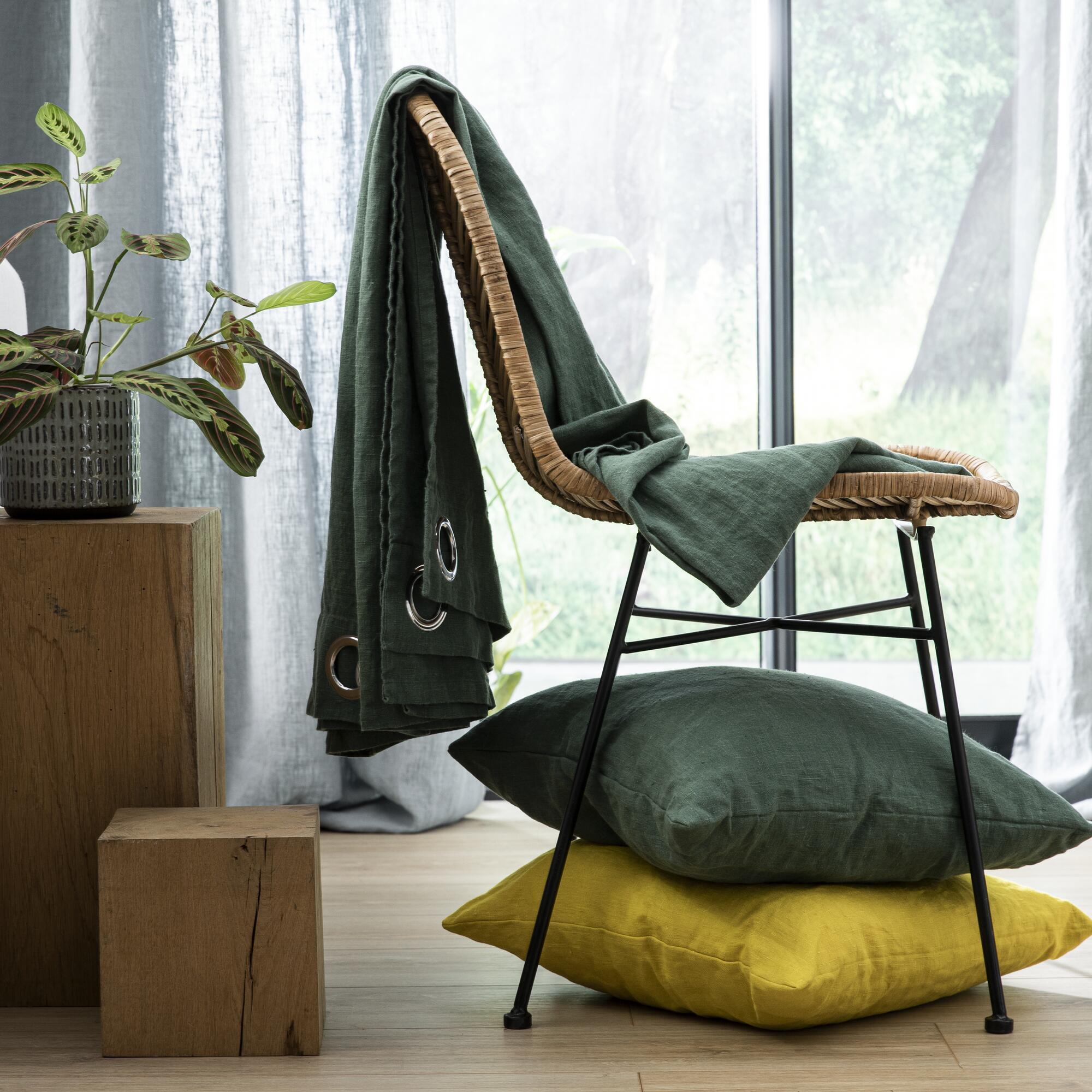 Rideau tamisant, Danae lin, vert H.280 x l.140 cm INSPIRE - 4