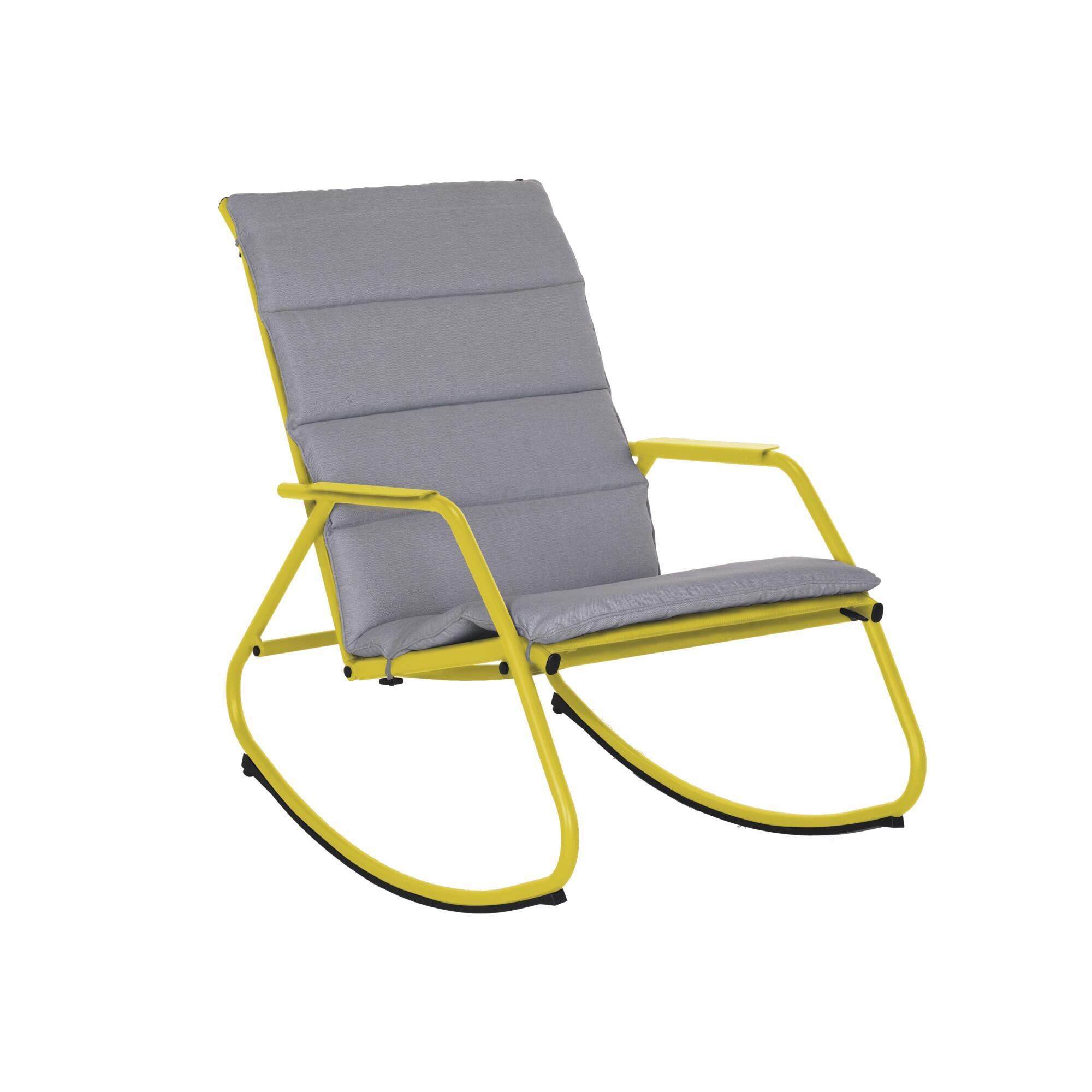 Sillón mecedora de jardín naterial lyco de acero amarillo