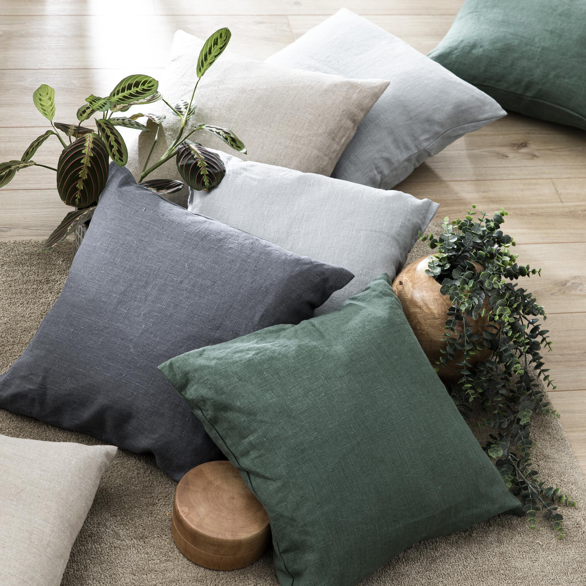 Coussin Danae, 100% lin, gris foncé l.45 x H.45 cm - 6