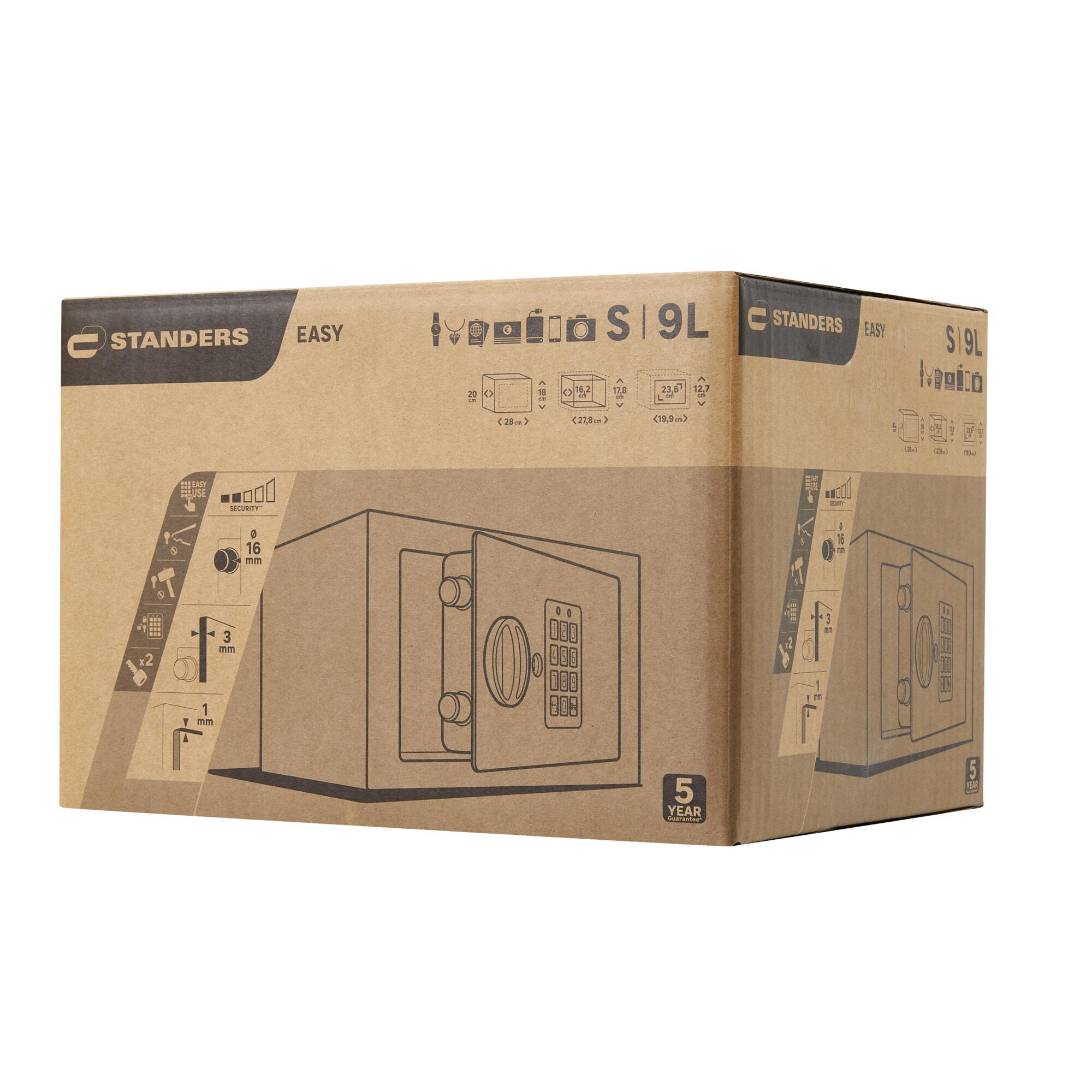 Caja fuerte superficie STANDERS, digital + llave de emergencia, 9L, 28x18x20 cm - 9