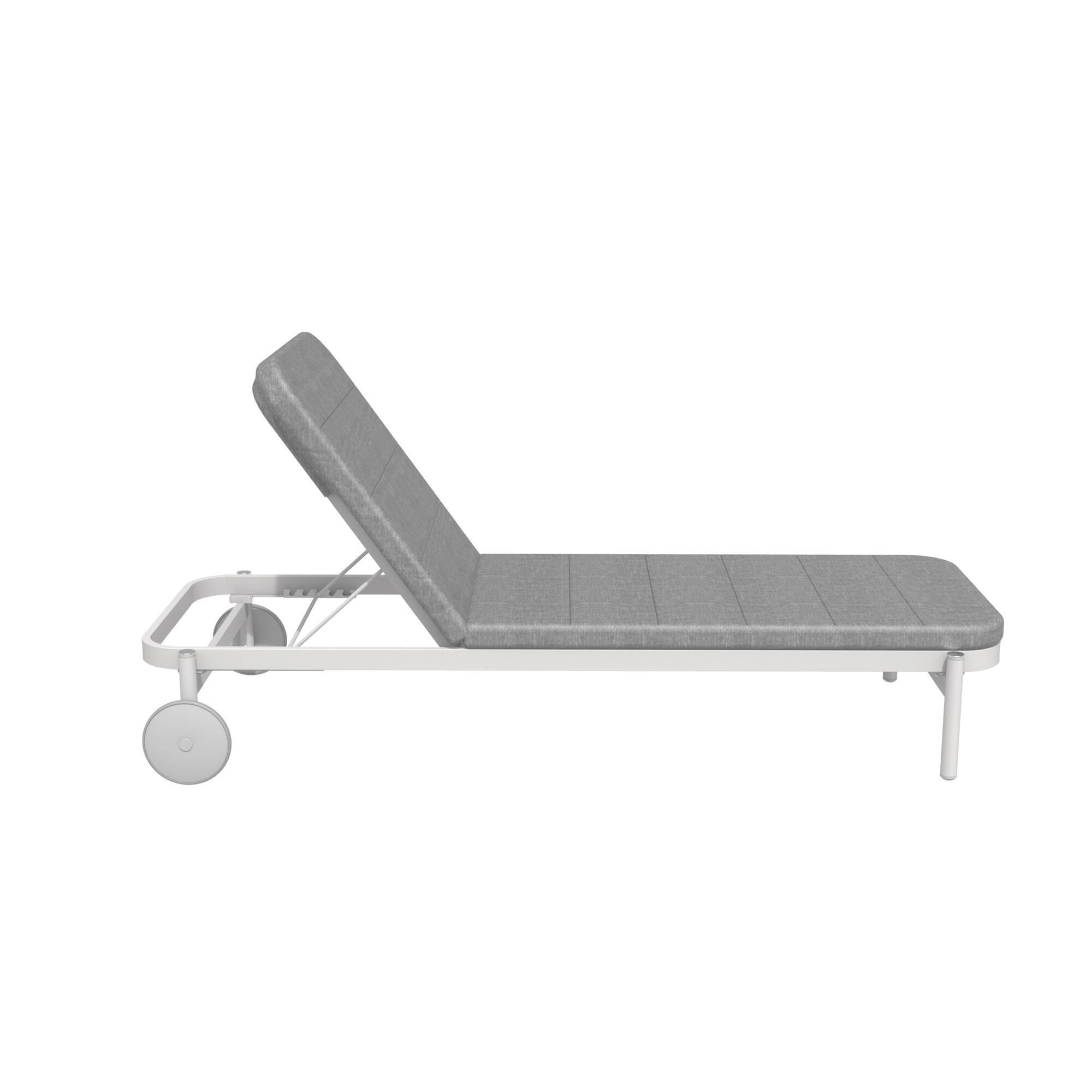 Lettino con cuscino e con ruote Arena NATERIAL in alluminio bianco e cuscino grigio 82 x 90 x 198 cm - 12