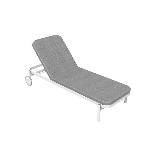 Lettino con cuscino e con ruote Arena NATERIAL in alluminio bianco e cuscino grigio L 82 x H 90 x P 198 cm