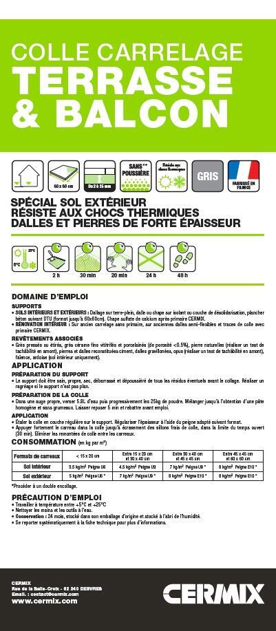 Mortier colle carrelage terrasse et balcon, poudre CERMIX gris 25 kg - 3