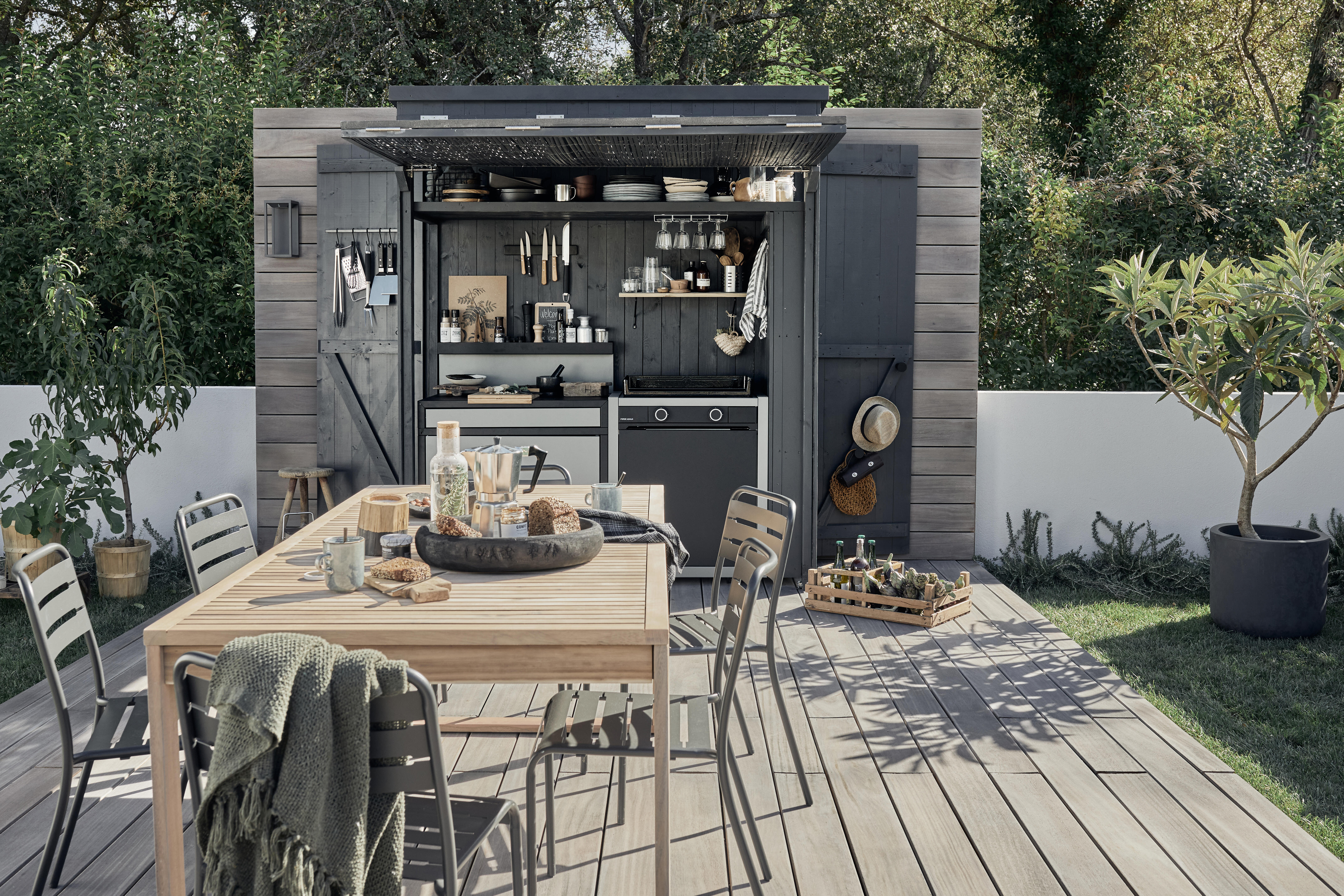 Sedia da giardino in acciaio antracite Cafe, seduta in acciaio grigio - 5