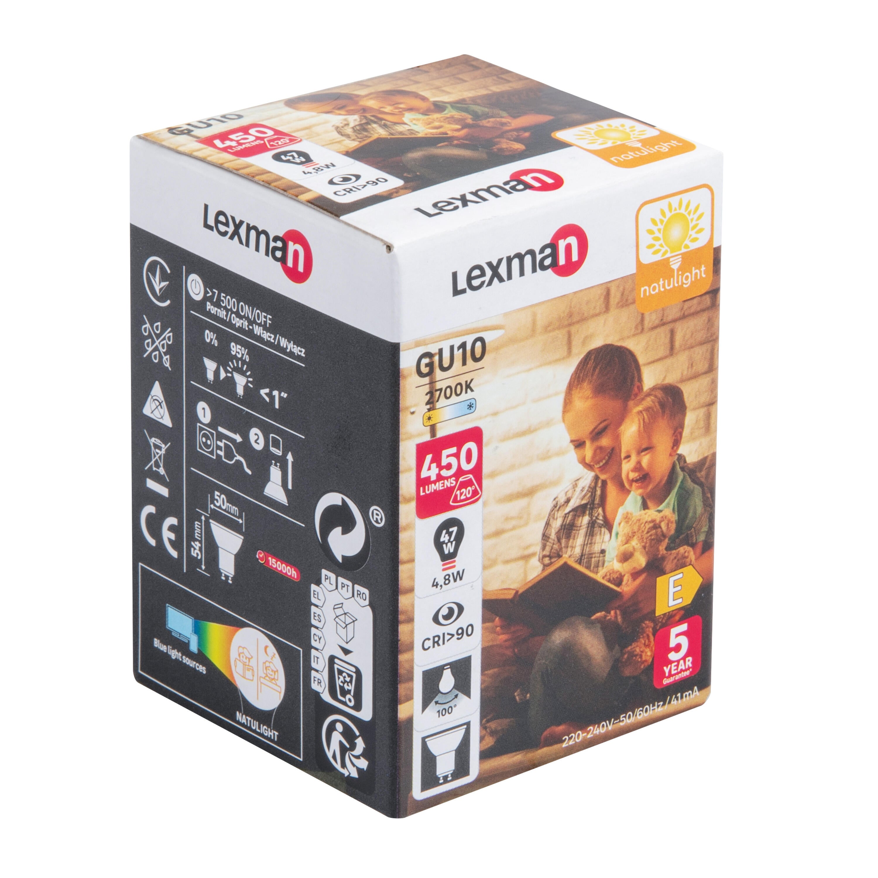 Bombilla LED GU10 450 lúmenes 4.8W color de la luz blanco cálido 2700K CRI superior a 90 alta reproducción cromática clase energética E - 3