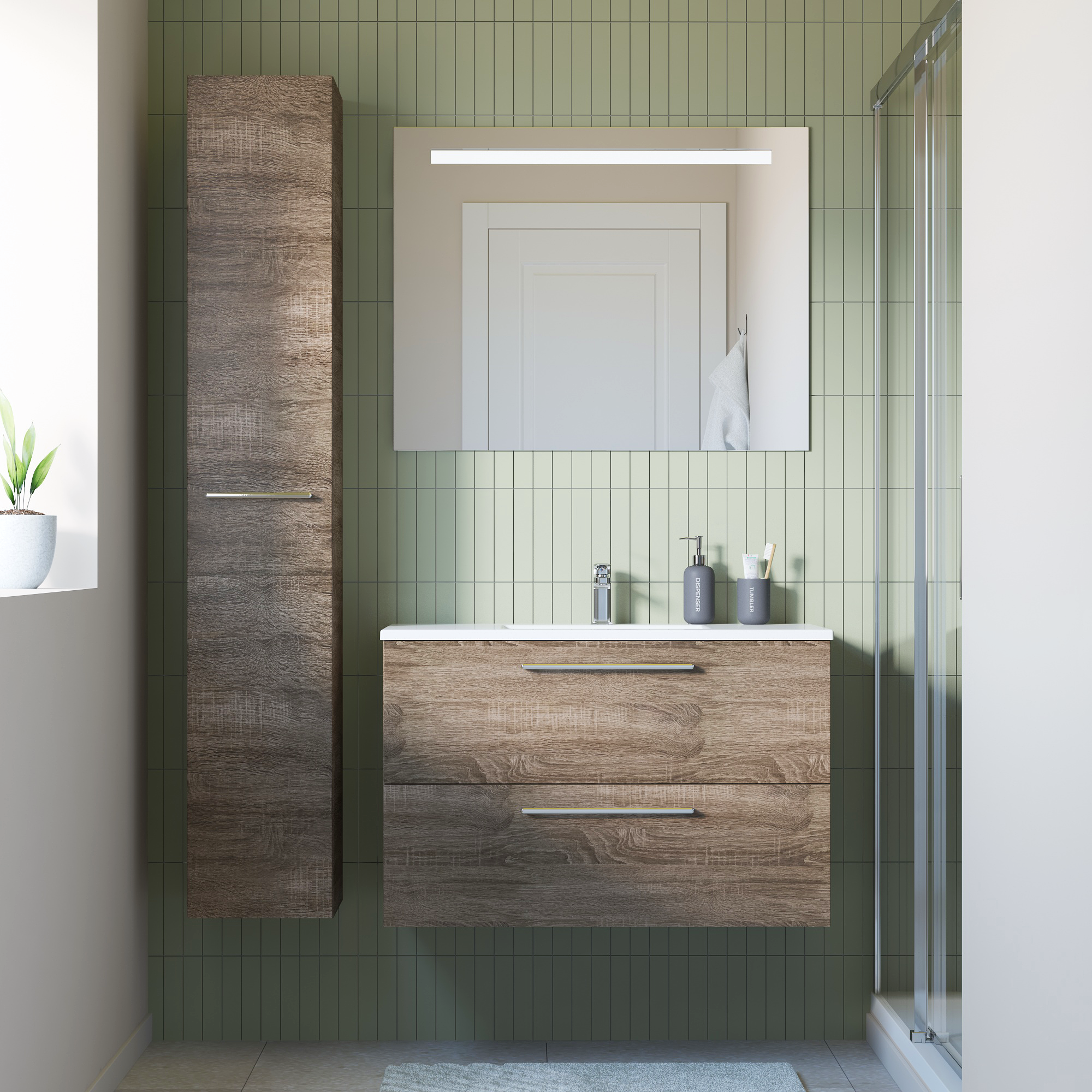Struttura colonna bagno Remix tartufo L 30 x H 173 x P 33 cm - 9