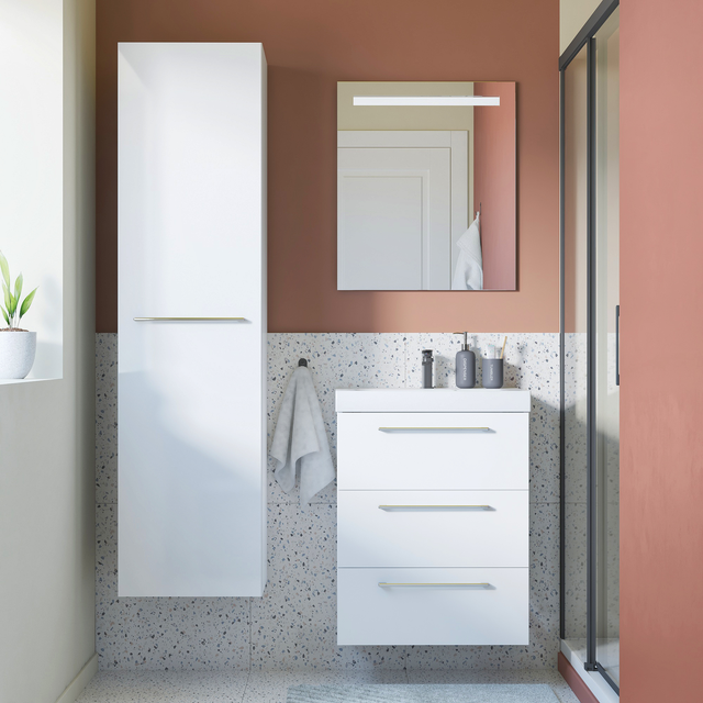 Meuble vasque 3t l.60 x H.73 x P.46cm blanc brillant Remix