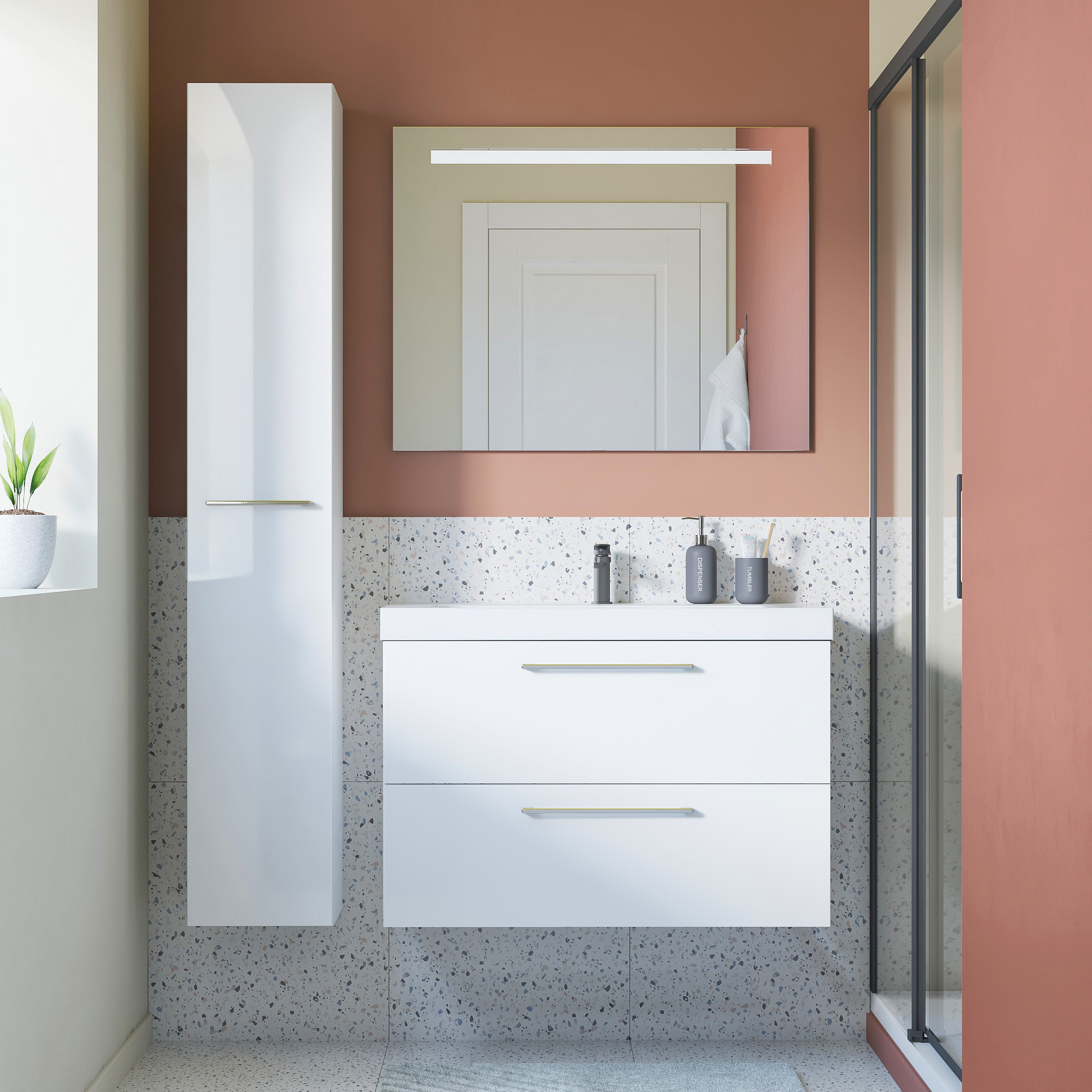 Drzwi do mebli łazienkowych do słupka Remix białe 30 x 173 Sensea - 5