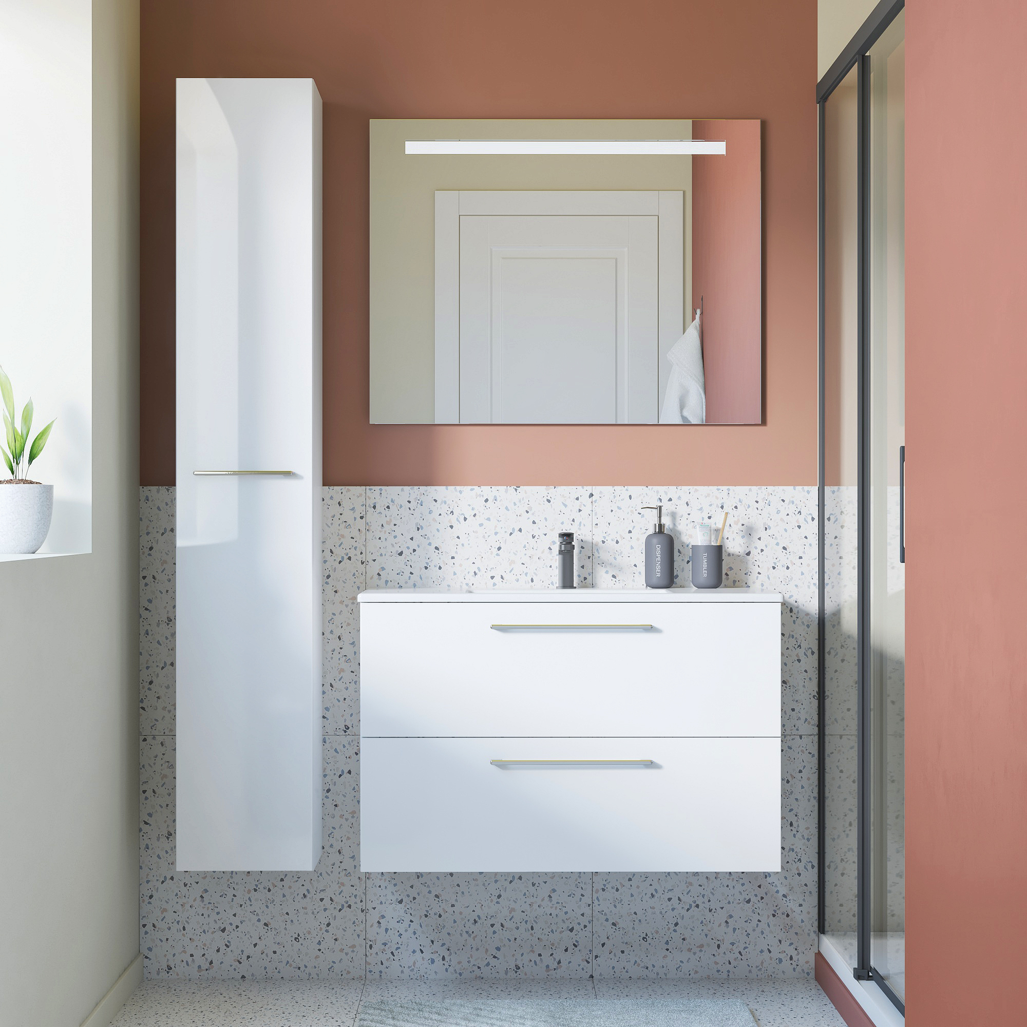 Drzwi do mebli łazienkowych do słupka Remix białe 30 x 173 Sensea - 3