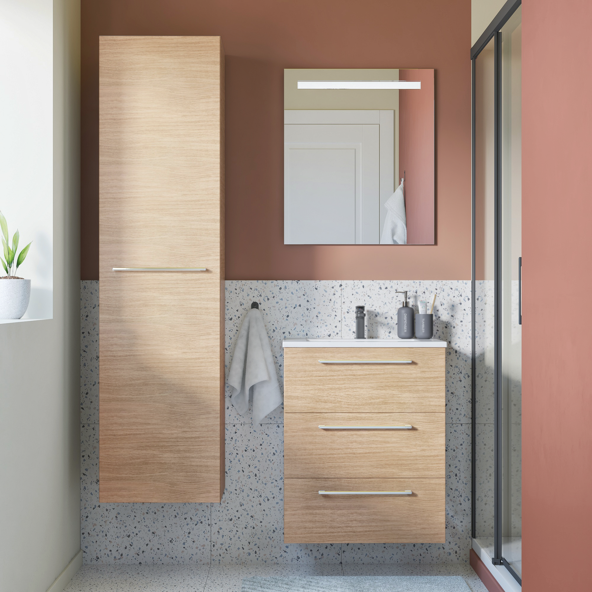 Meuble de salle de bains, Remix l.60 x H.73 x P.46 cm, chêne, Remix - 2