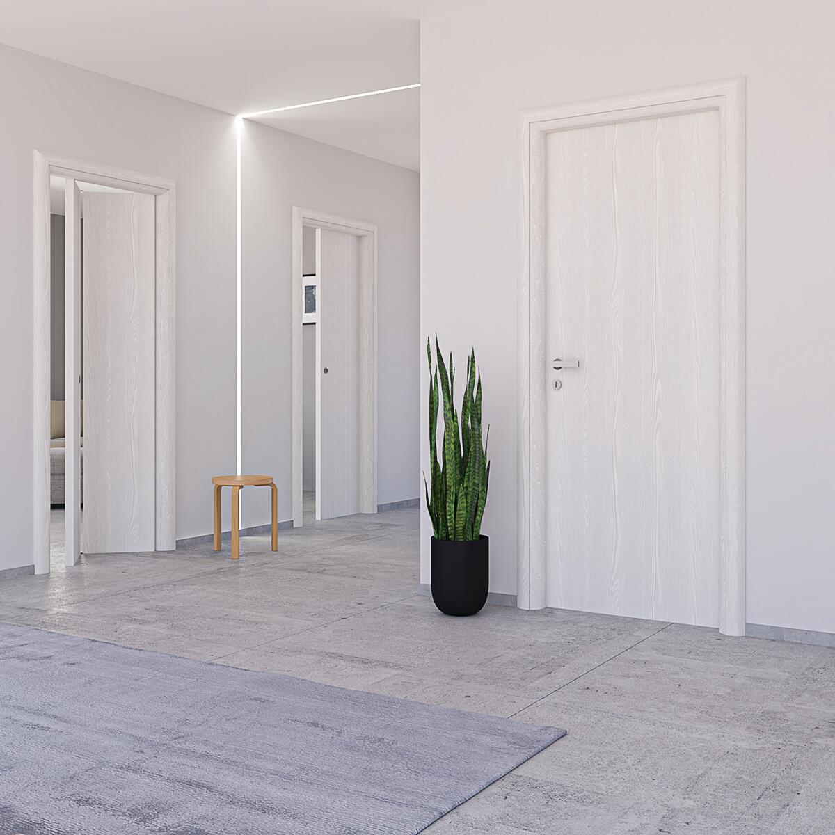 Porta scorrevole in legno, L 90 x H 210 cm, bianca, apertura reversibile LAIT - 2