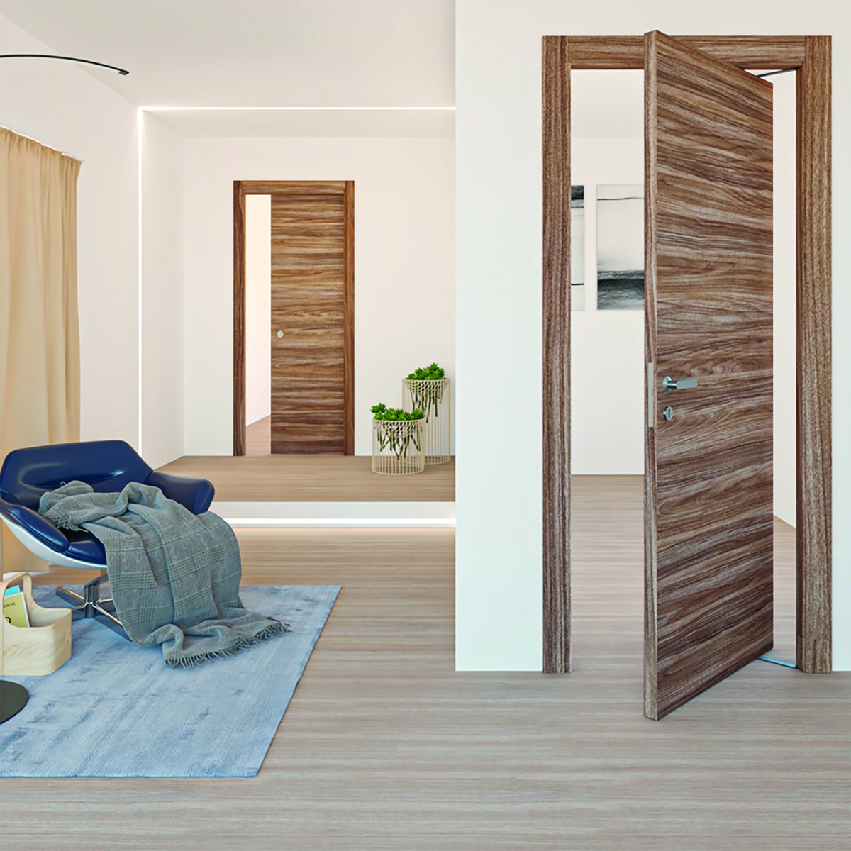 Porta scorrevole in legno, L 60 x H 210 cm, rovere, apertura reversibile FORET - 2