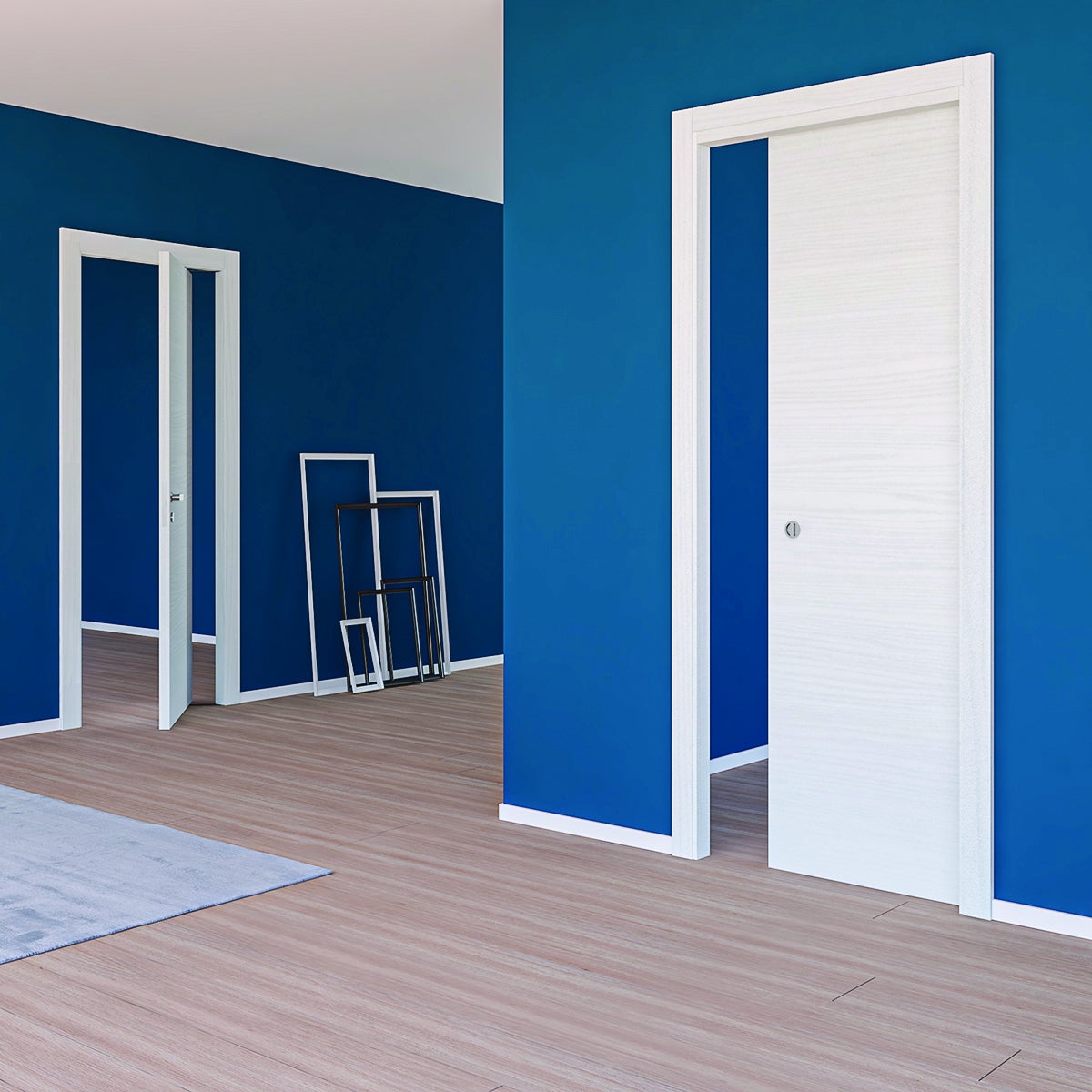 Porta scorrevole in legno, L 80 x H 210 cm, bianca, apertura reversibile MILK - 2