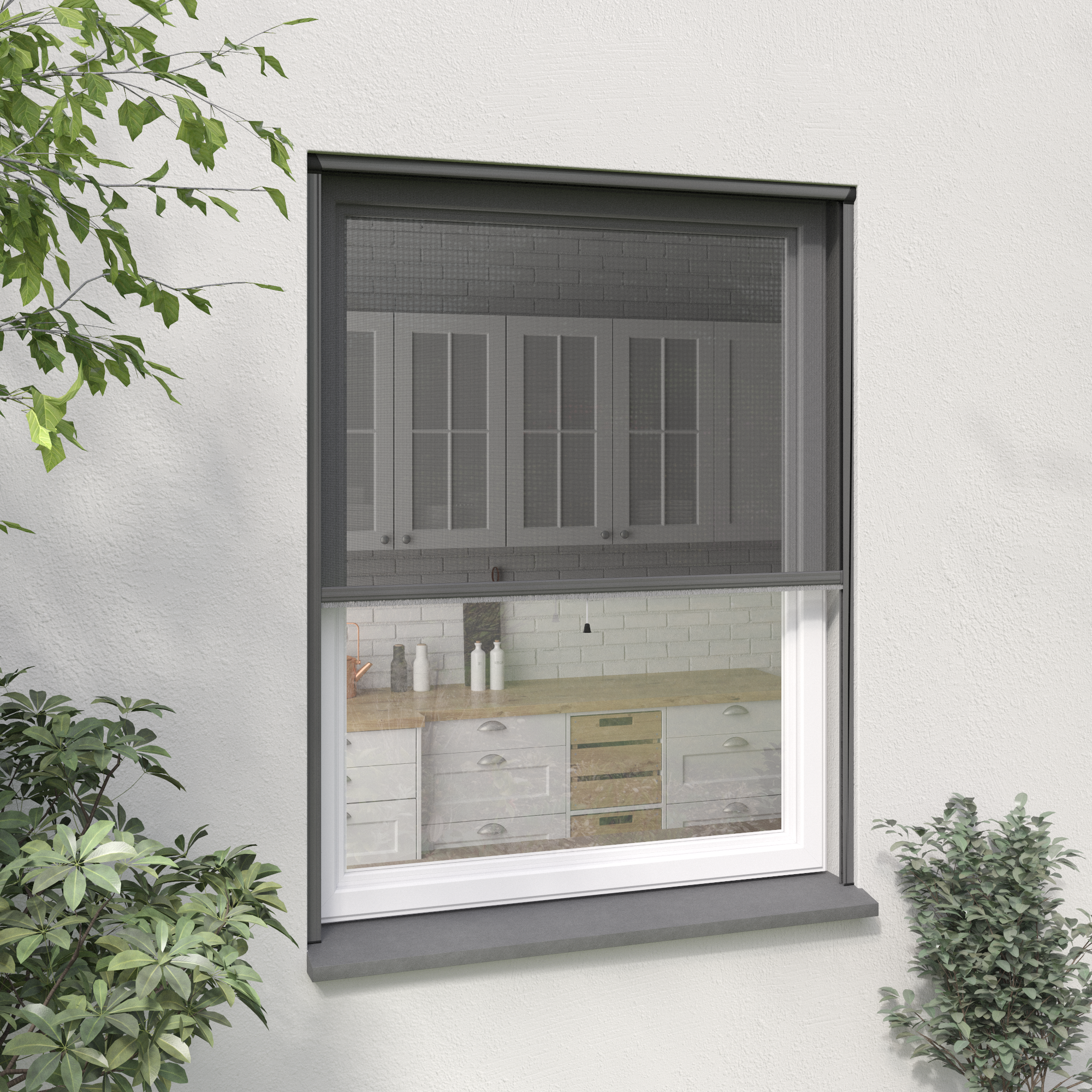 Moustiquaire H.160xl.125cm enroulement vertical pour fenêtre MOUSTIKIT alu gris - 7