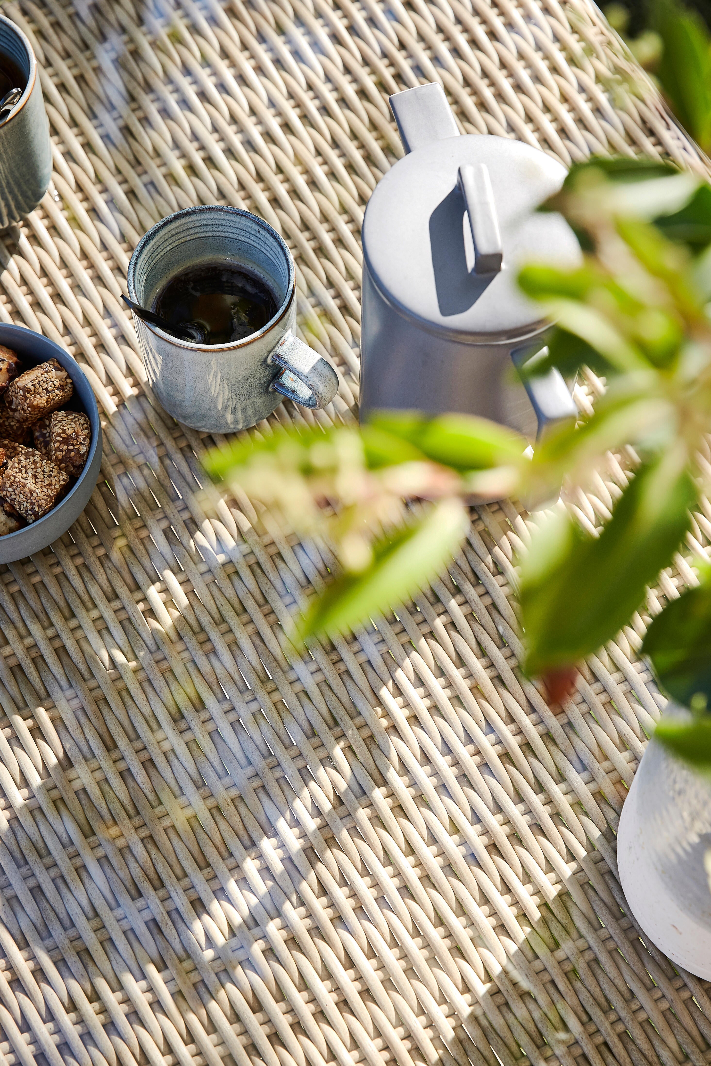 Salotto da giardino per 5 persone beige Medena NATERIAL con cuscini in poliestere bianco - 27