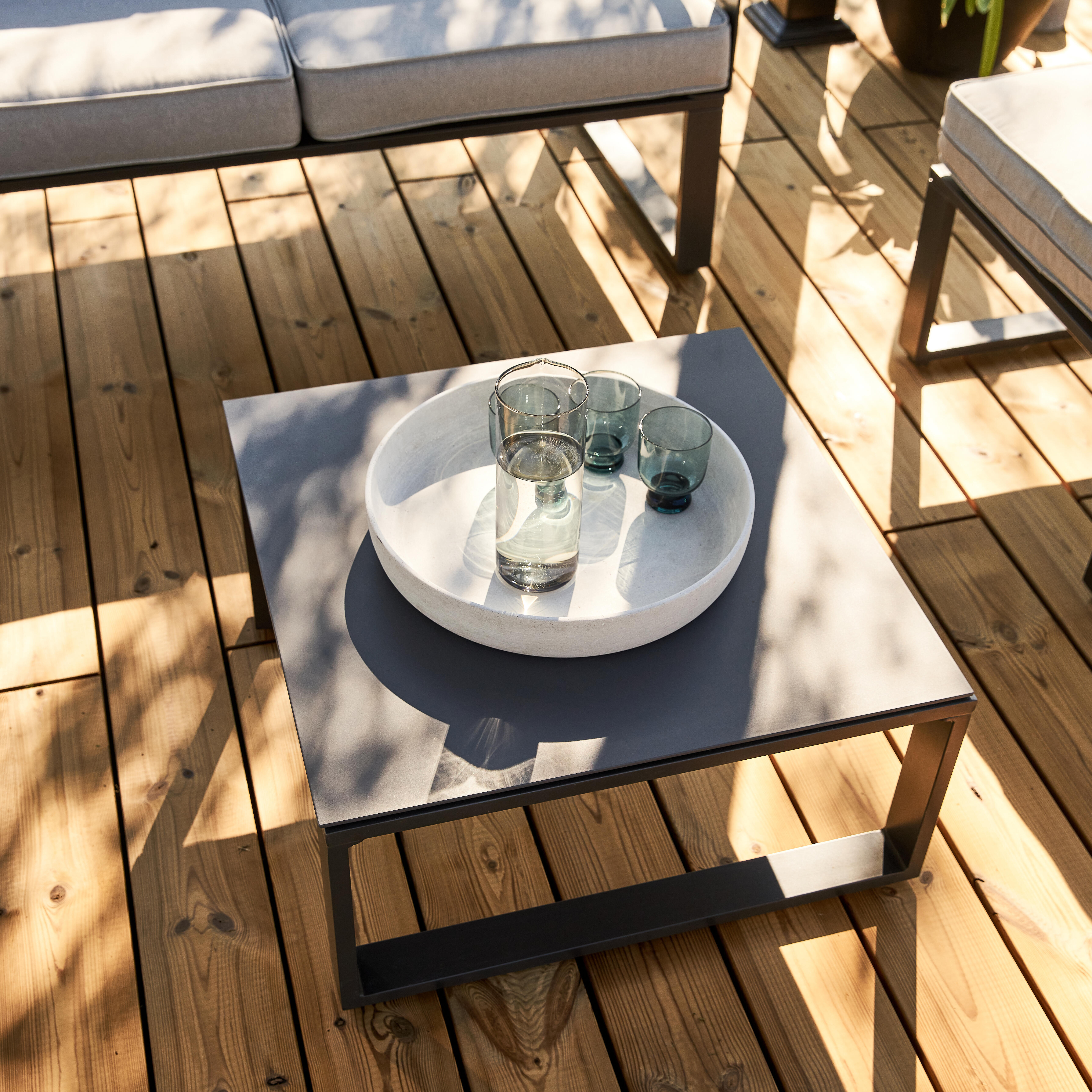 Salotto da giardino per 4 persone antracite Lyra NATERIALcon cuscini in poliestere grigio - 33