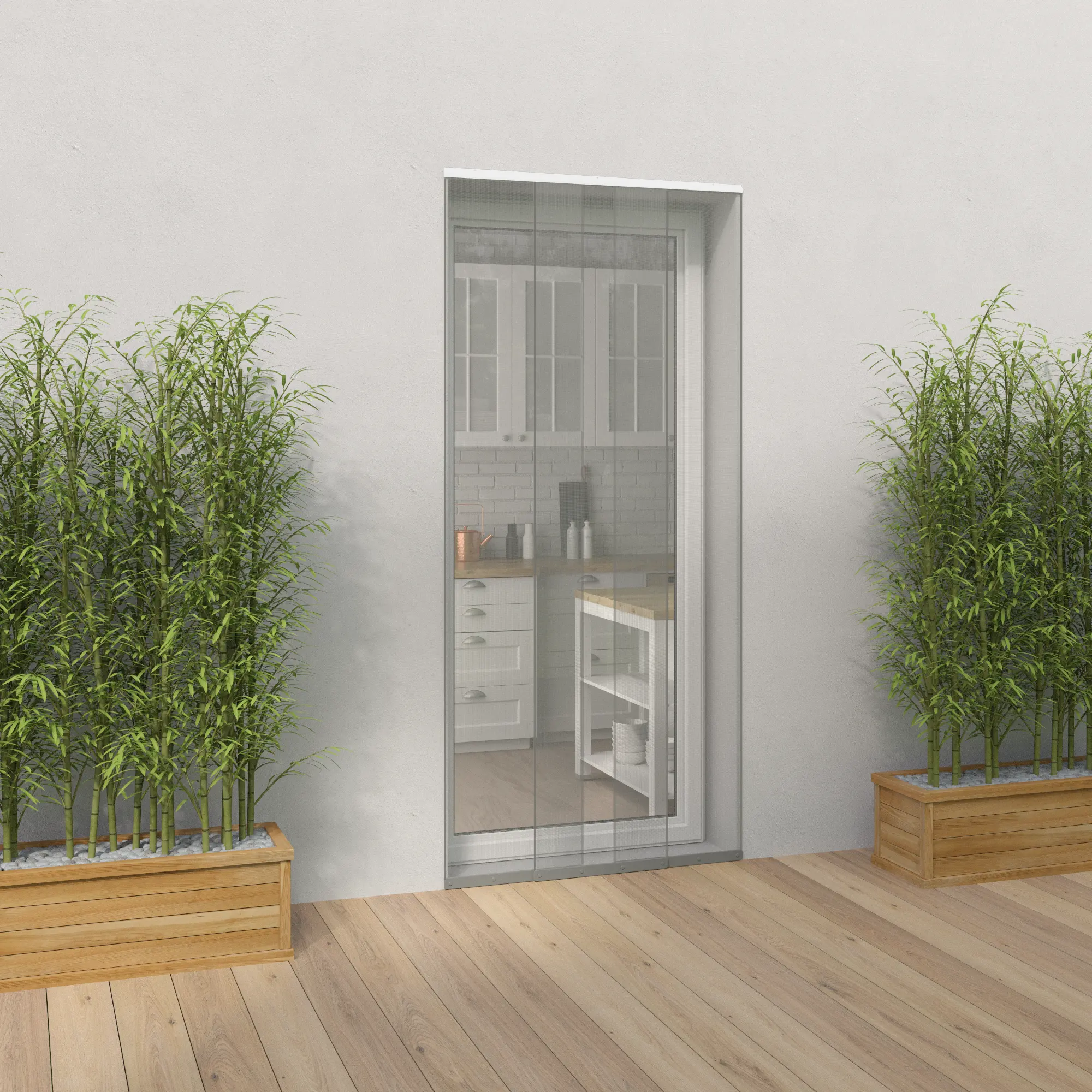 Moustiquaire H.230 x l.130 cm 4 bandes verticales/porte MOUSTIKIT CONFORT gris - 2