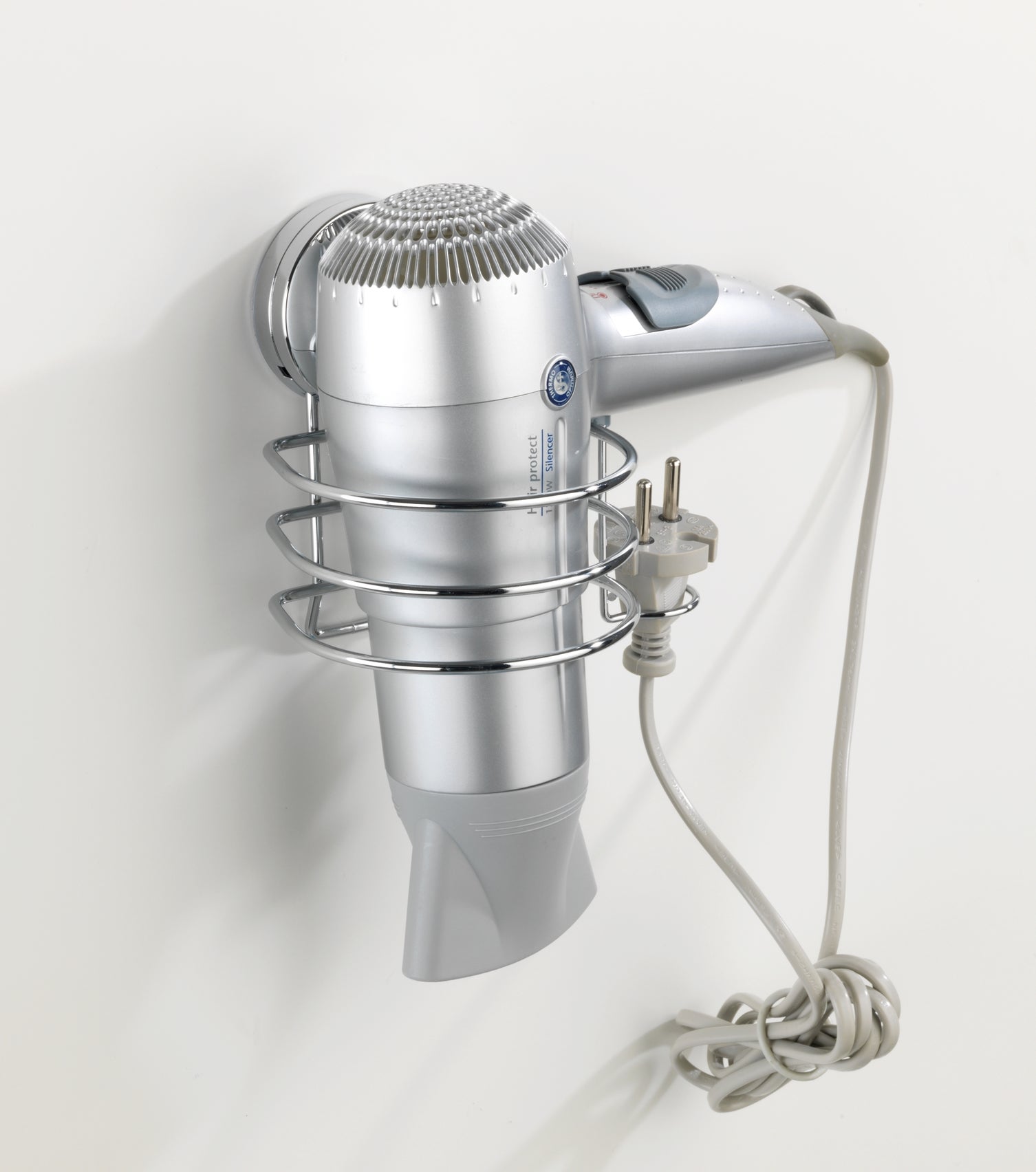 Support sèche-cheveux gris / argent à coller WENKO - 4