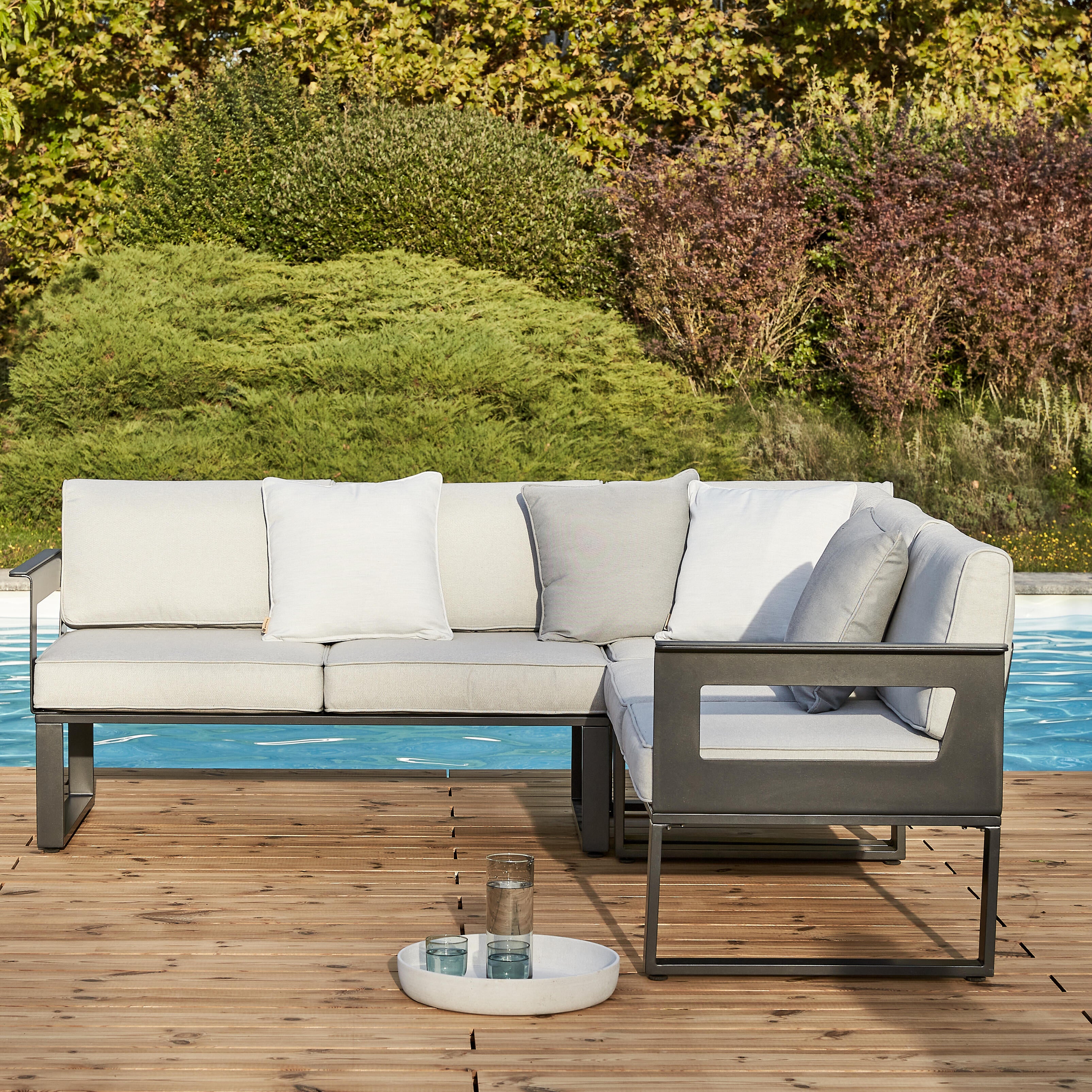 Salotto da giardino per 7 persone antracite Odyssea NATERIAL con cuscini in poliestere grigio - 8