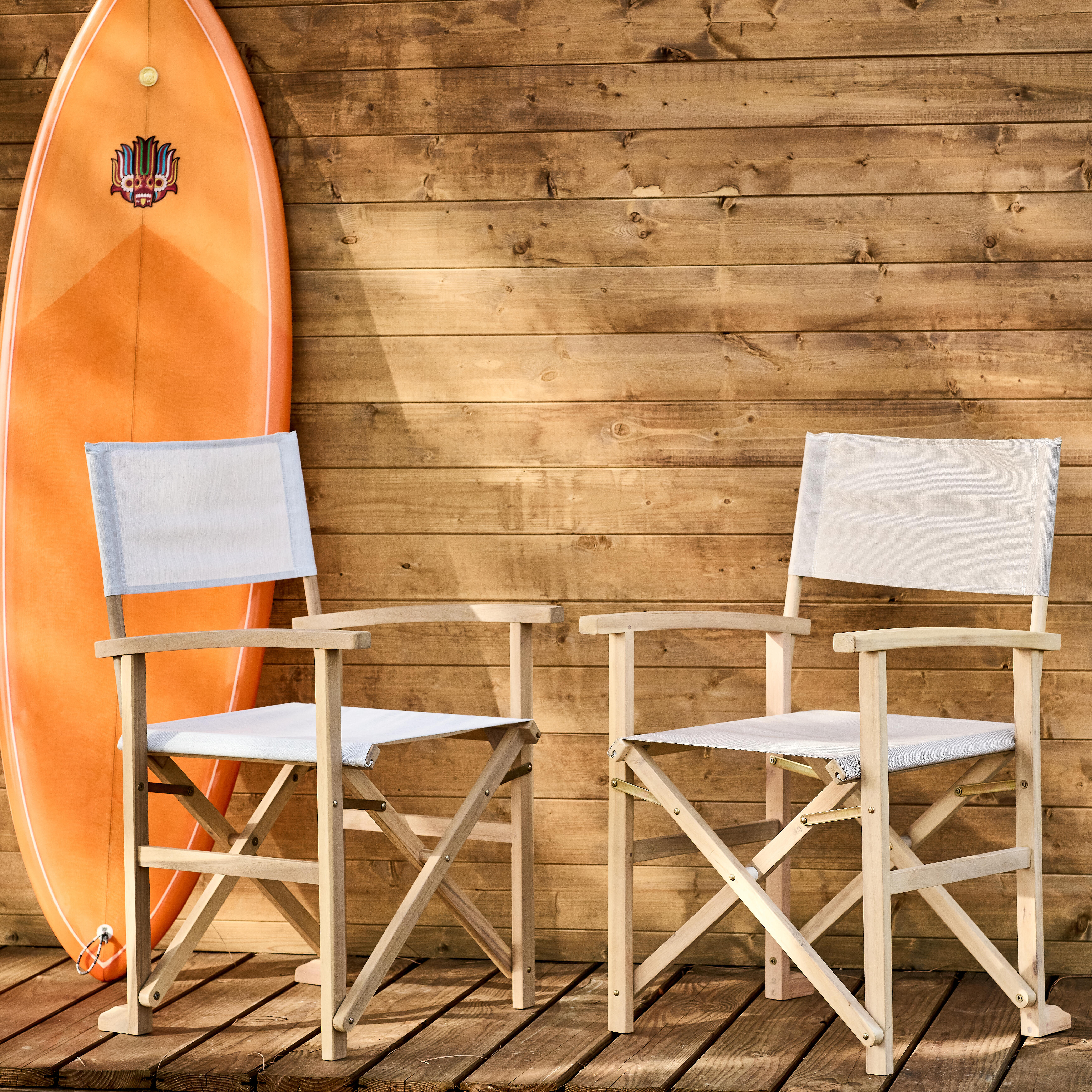 Silla de director de jardín de madera NATERIAL Solis crema - 9