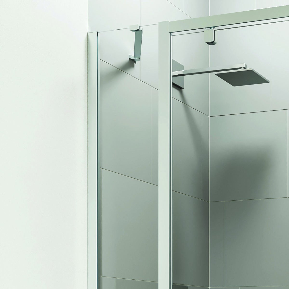 Porta doccia L 190 cm x H 190 cm per nicchia in vetro trasparente SP. 6 mm, profilo lucido cromo, serie Verve - 2