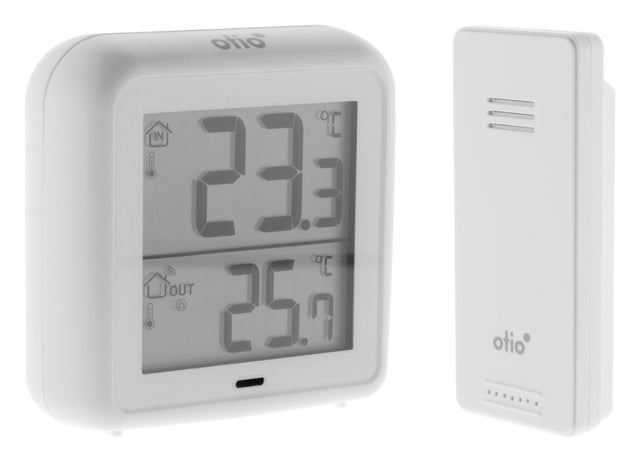 Thermomètre Hygromètre OTIO haute précision à sonde sans fil blanc