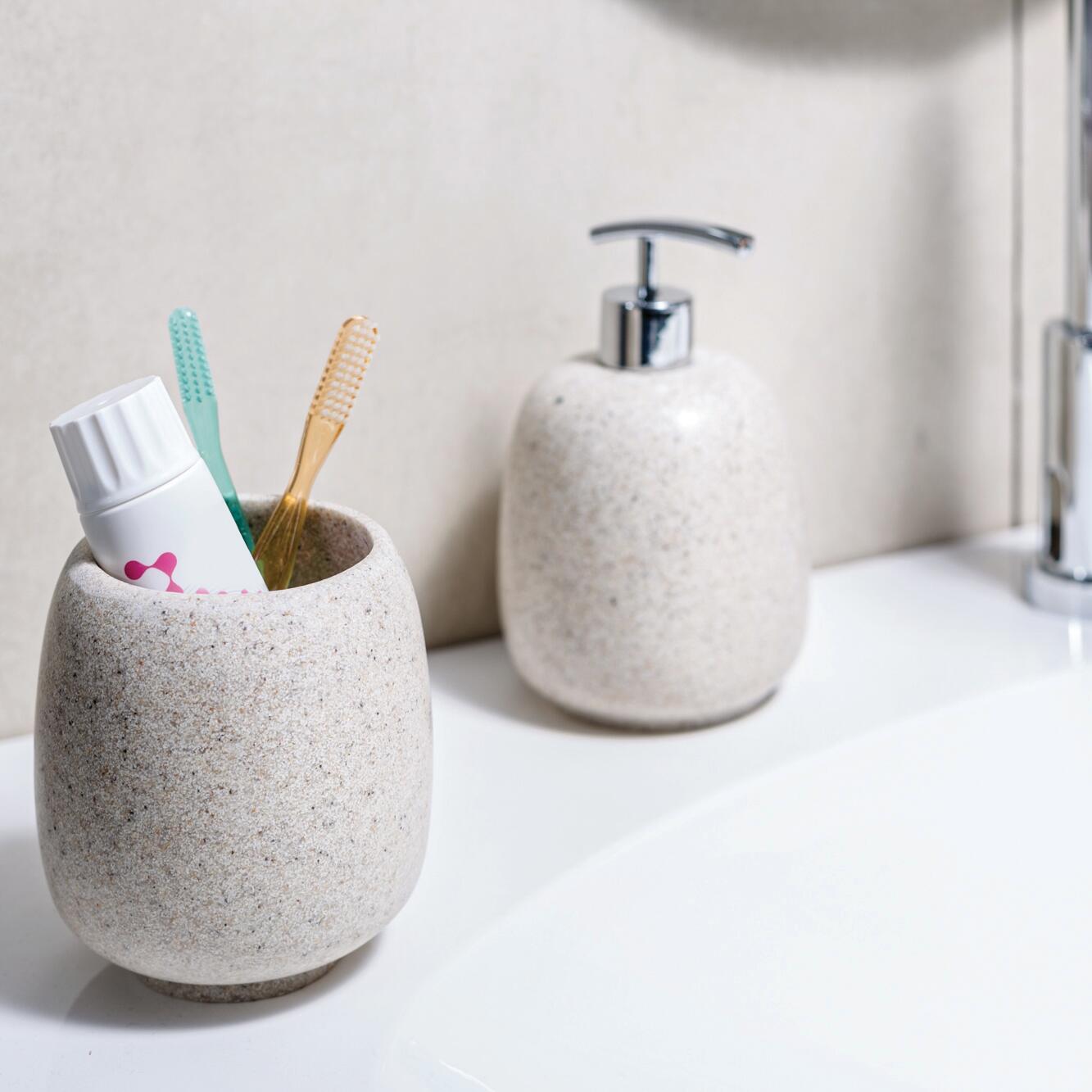 Dispenser sapone per bagno d'appoggio AFRA dispenser in poliresina sabbia sabbia in resina 0.5 l - 6