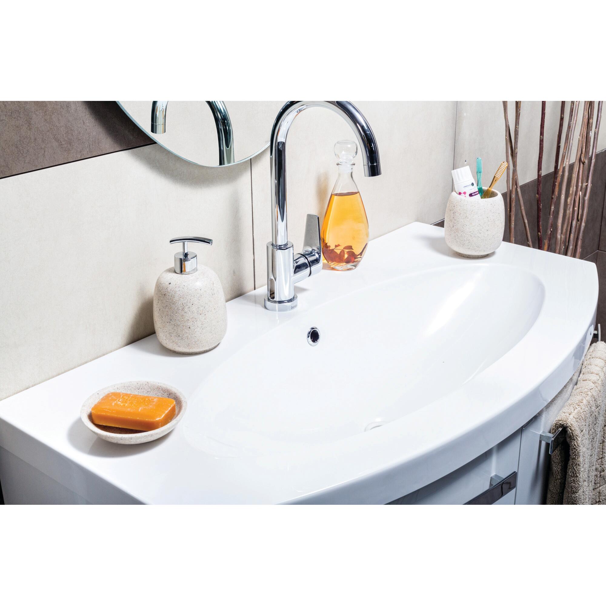 Bicchiere da bagno porta spazzolini Afra  L 10 x H 11.5 in resina sabbia - 3