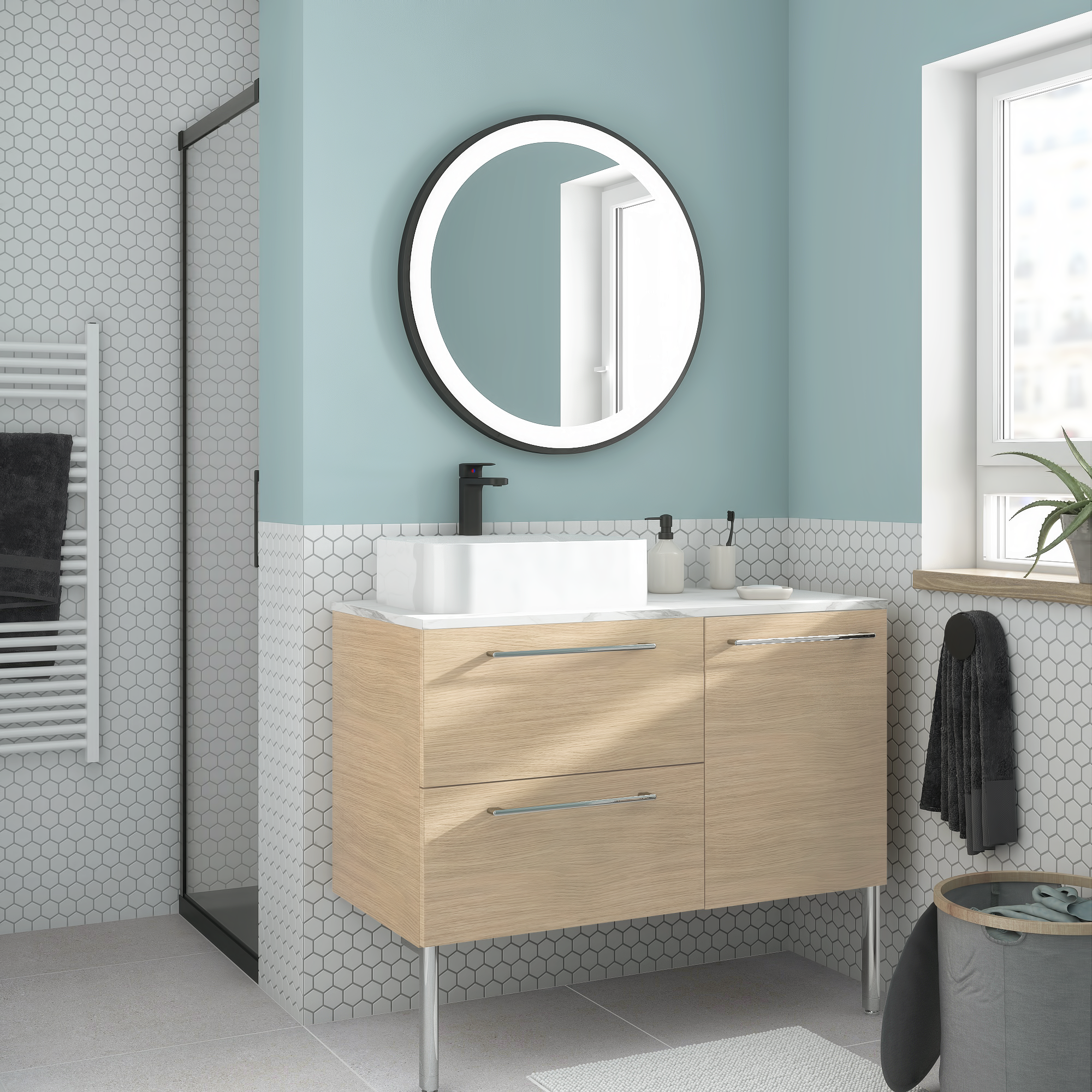 Lot de 2 pieds, H.24.8 à 27.8cm, chromé brillant, Remix - 5