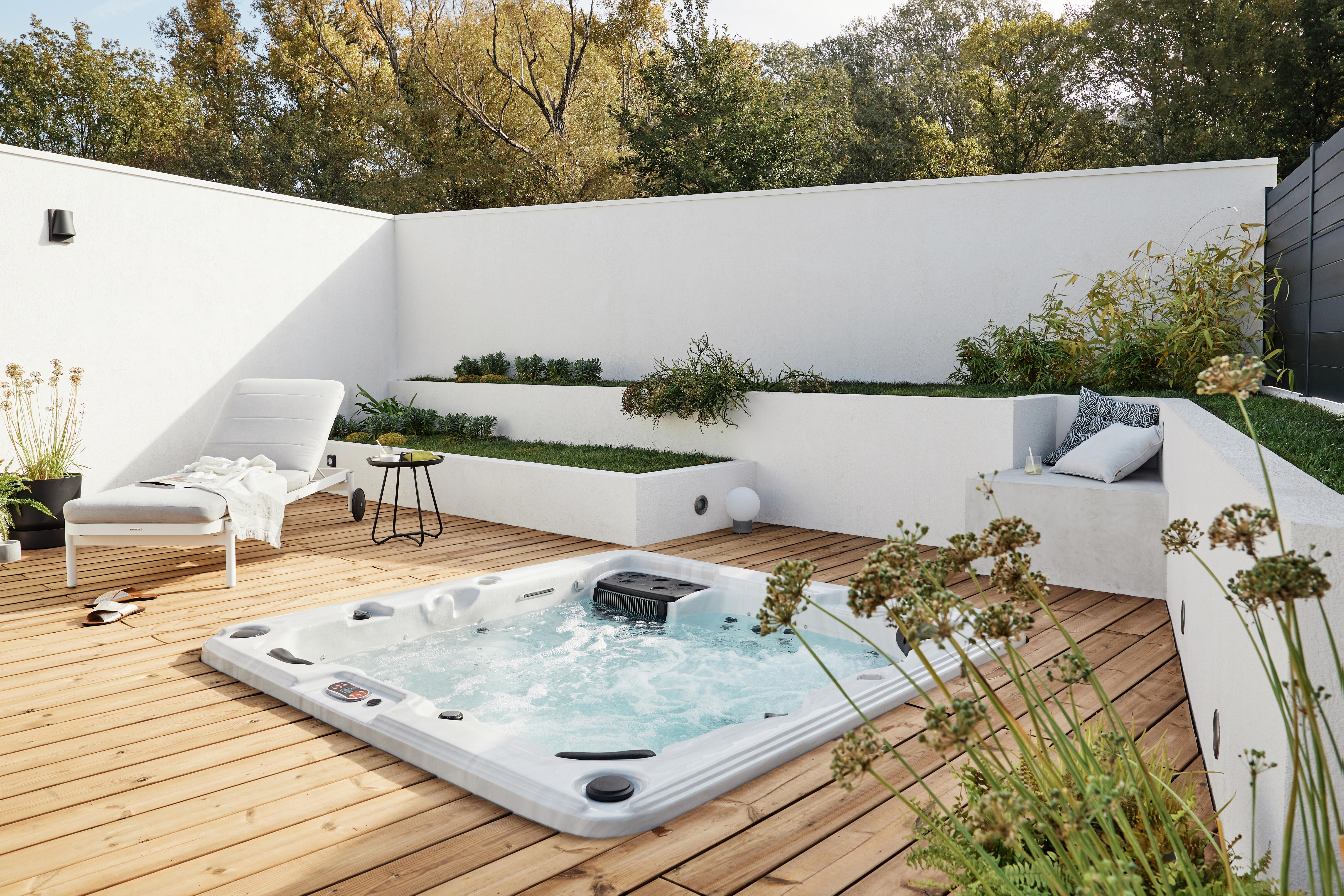 Lettino con cuscino e con ruote Arena NATERIAL in alluminio bianco e cuscino grigio 82 x 90 x 198 cm - 8