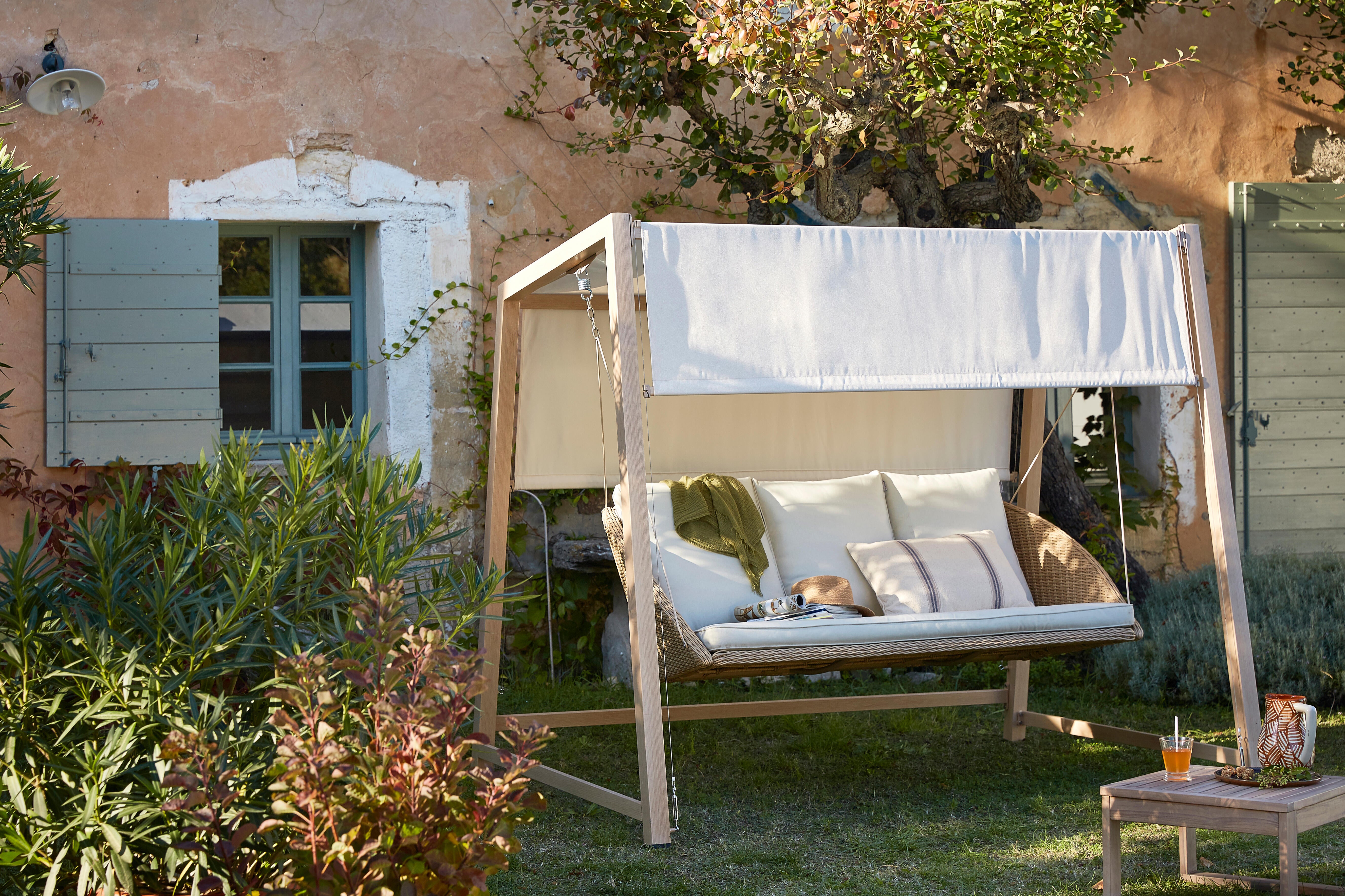 Balancelle 3 places en acier beige NATERIAL Medena l.216 x P.165 x H.180 cm - 2