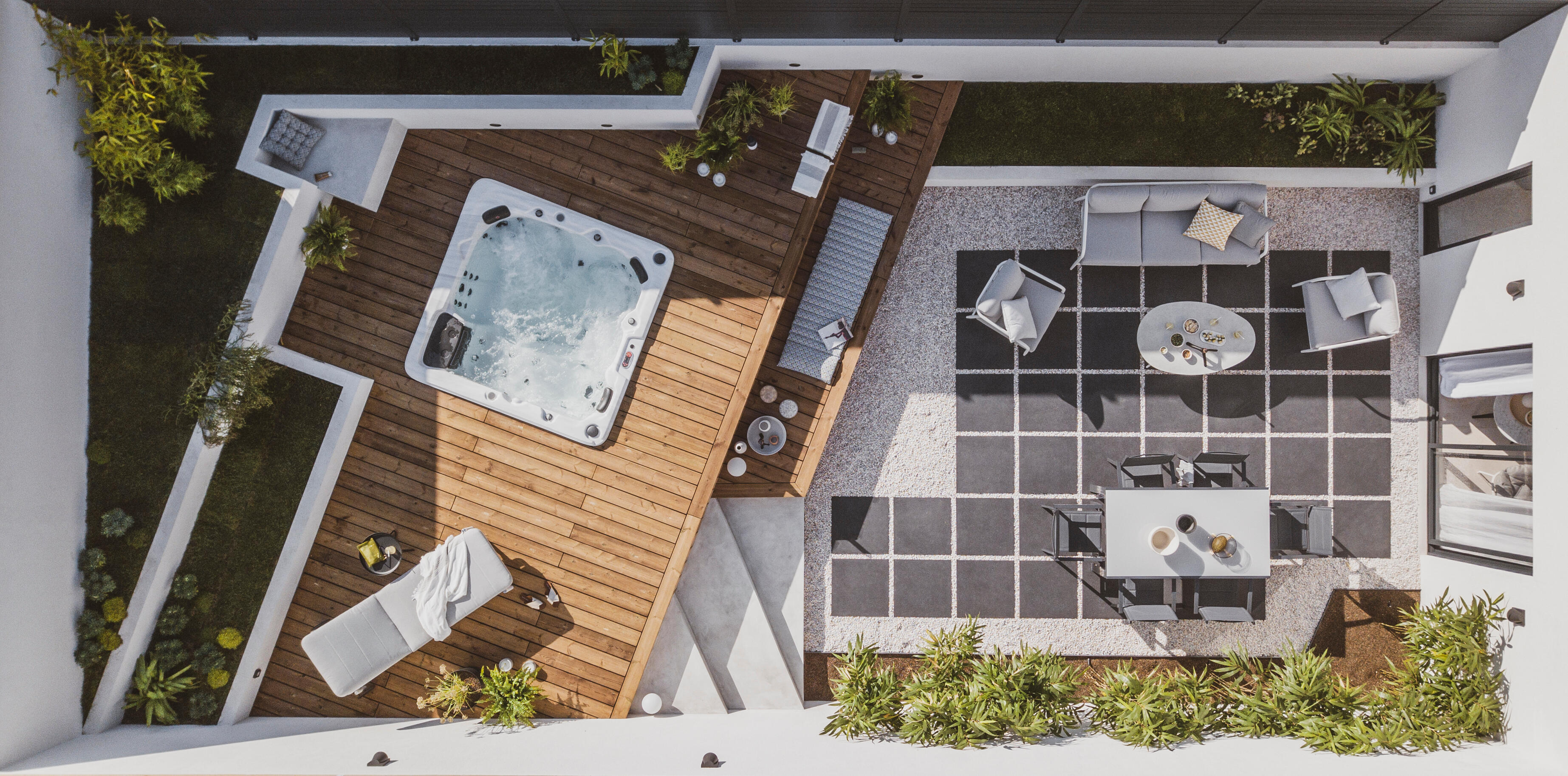 Lettino con cuscino e con ruote Arena NATERIAL in alluminio bianco e cuscino grigio 82 x 90 x 198 cm - 6