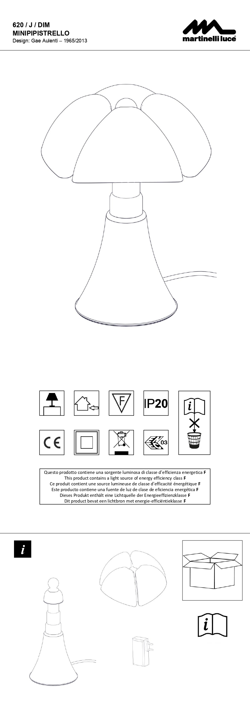 Lampe Mini pipistrello, sable doré, h.35cm, H.35 cm LED - 3