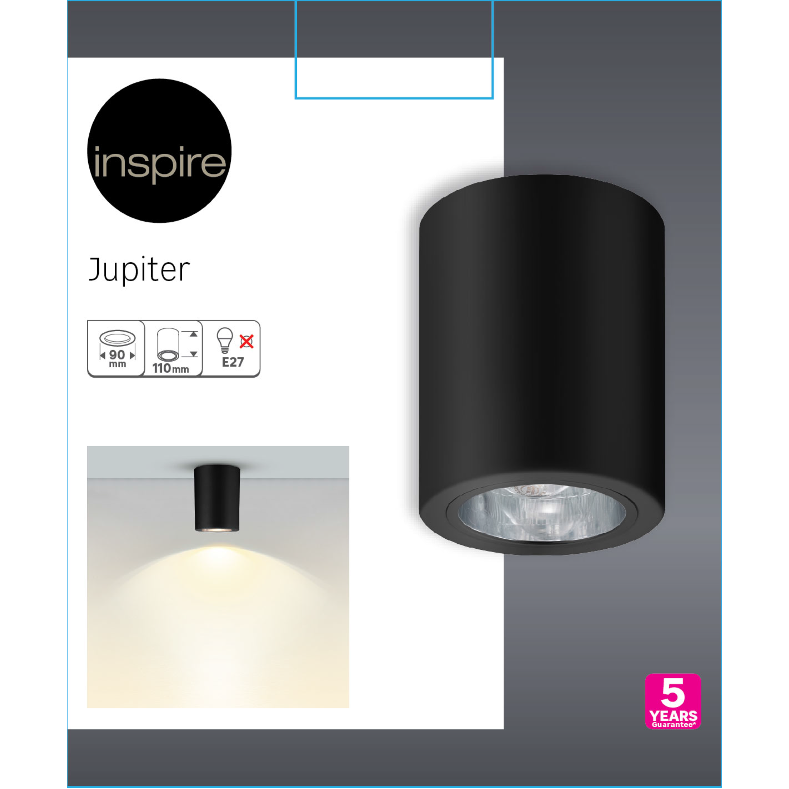 Oprawa natynkowa Jupiter czarna E27 Inspire - 4