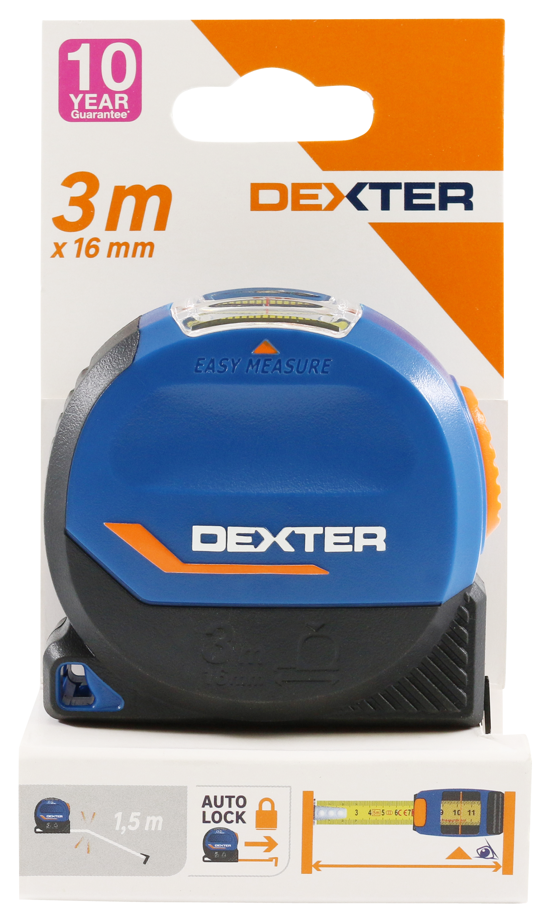 Fita métrica com janela DEXTER 3M 16MM - 4