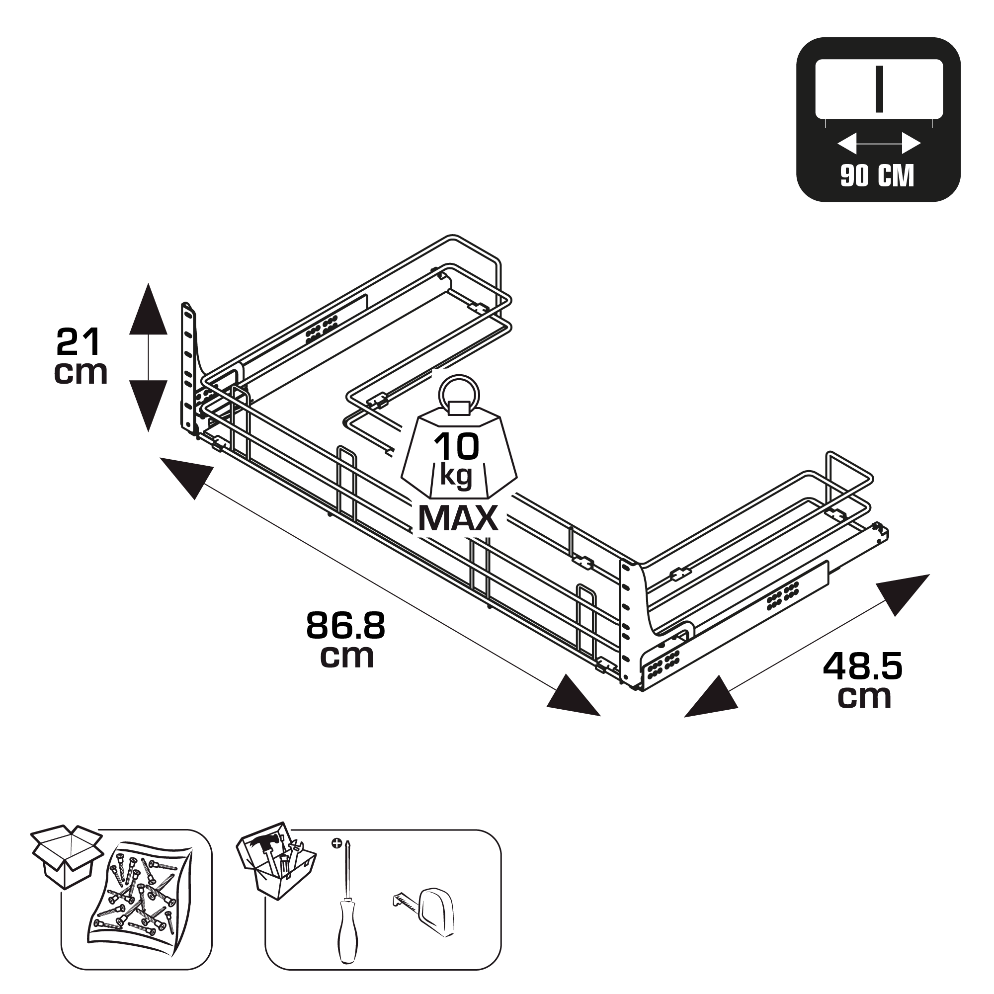 Kit extraível gaveta inferior Lava-louça Delinia M900 cinza - 4